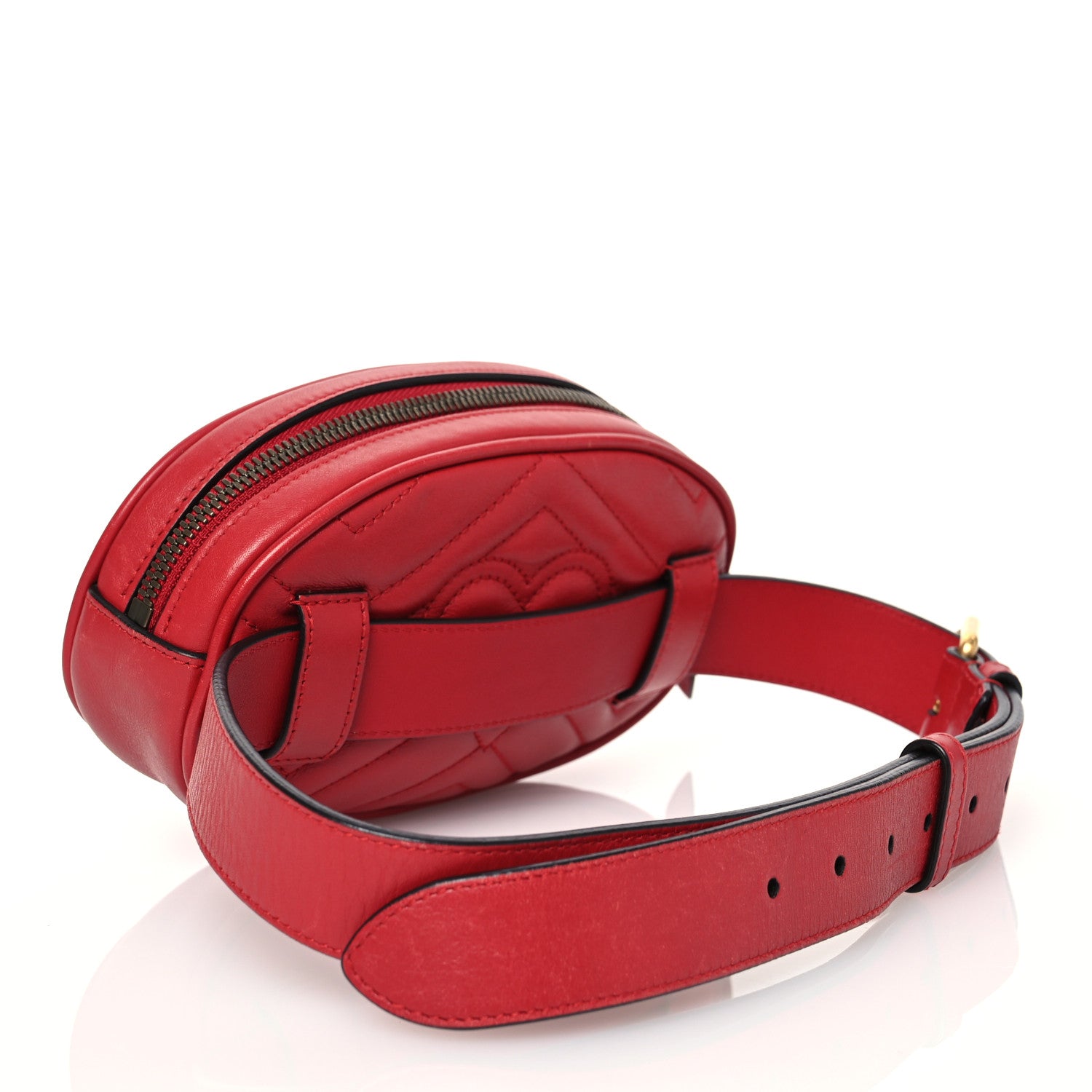 Gucci Calfskin Matelasse GG Marmont Belt Bag 75 30 Hibiscus Red 3 of 16