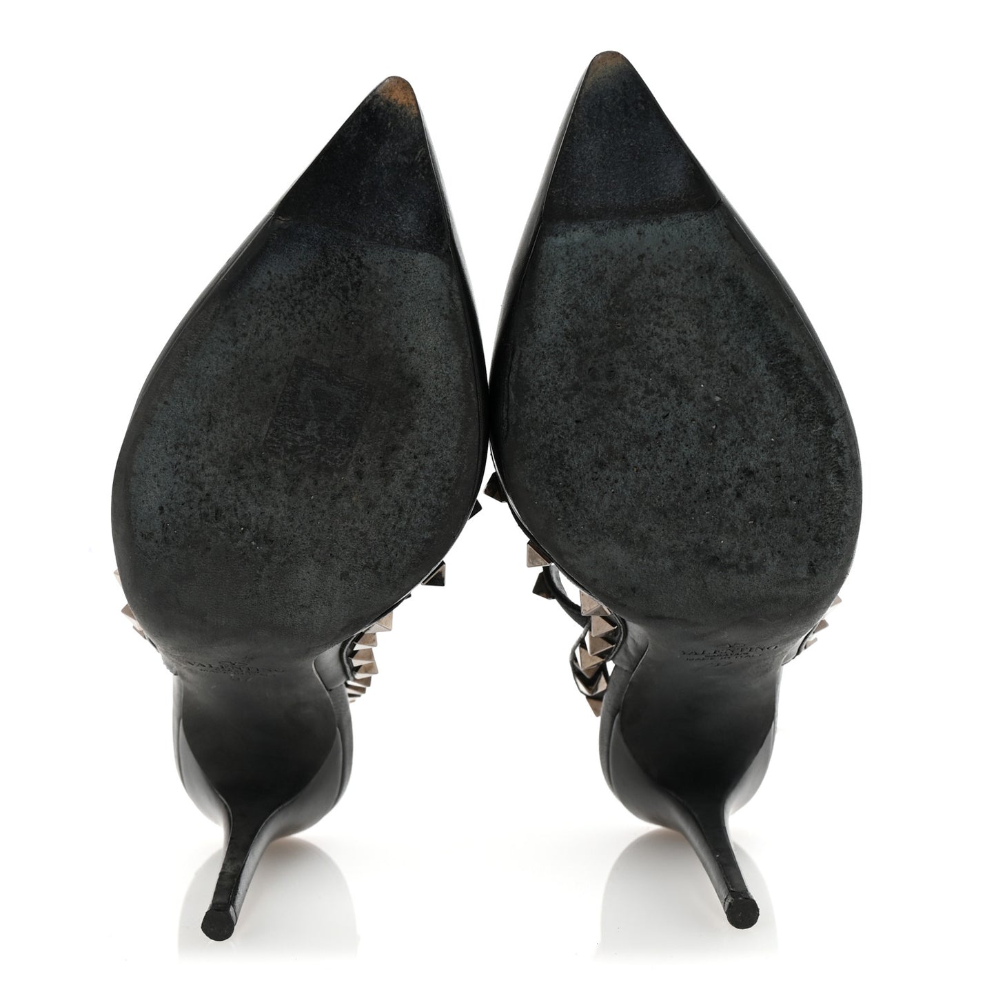 Calfskin Nappa Rockstud Ankle Strap 100mm Pumps 37 Black