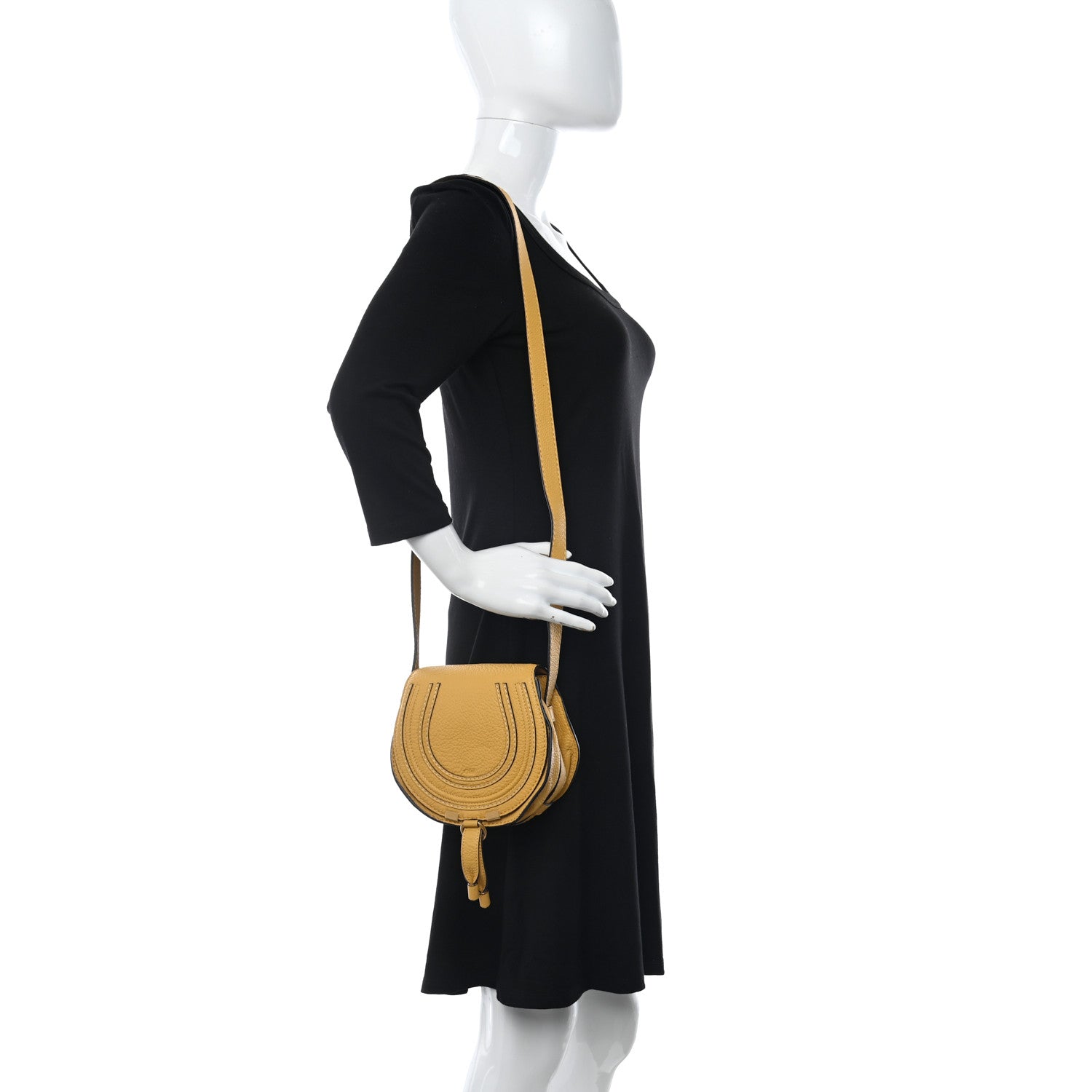 Chloe Calfskin Mini Marcie Round Crossbody Bag Honey Gold 2 of 11