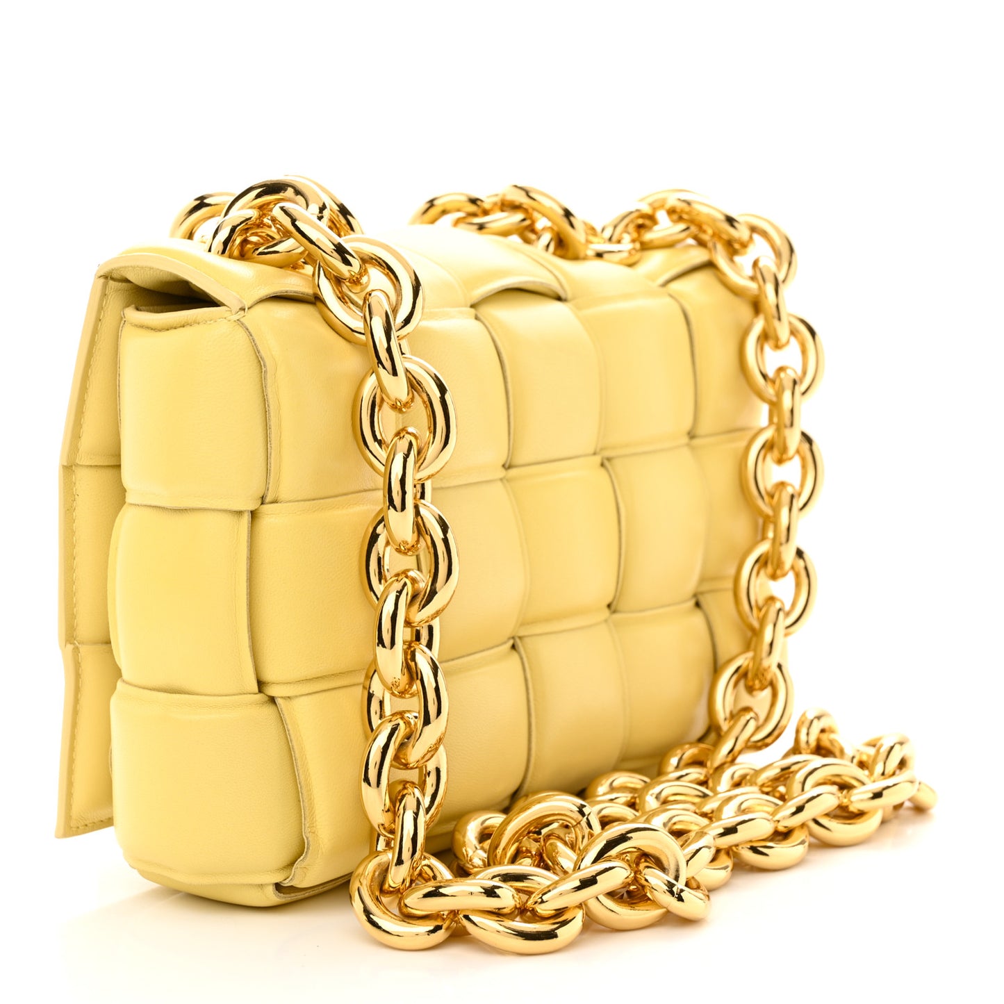 Lambskin Maxi Intreccio Padded Chain Cassette Crossbody Bag Corn