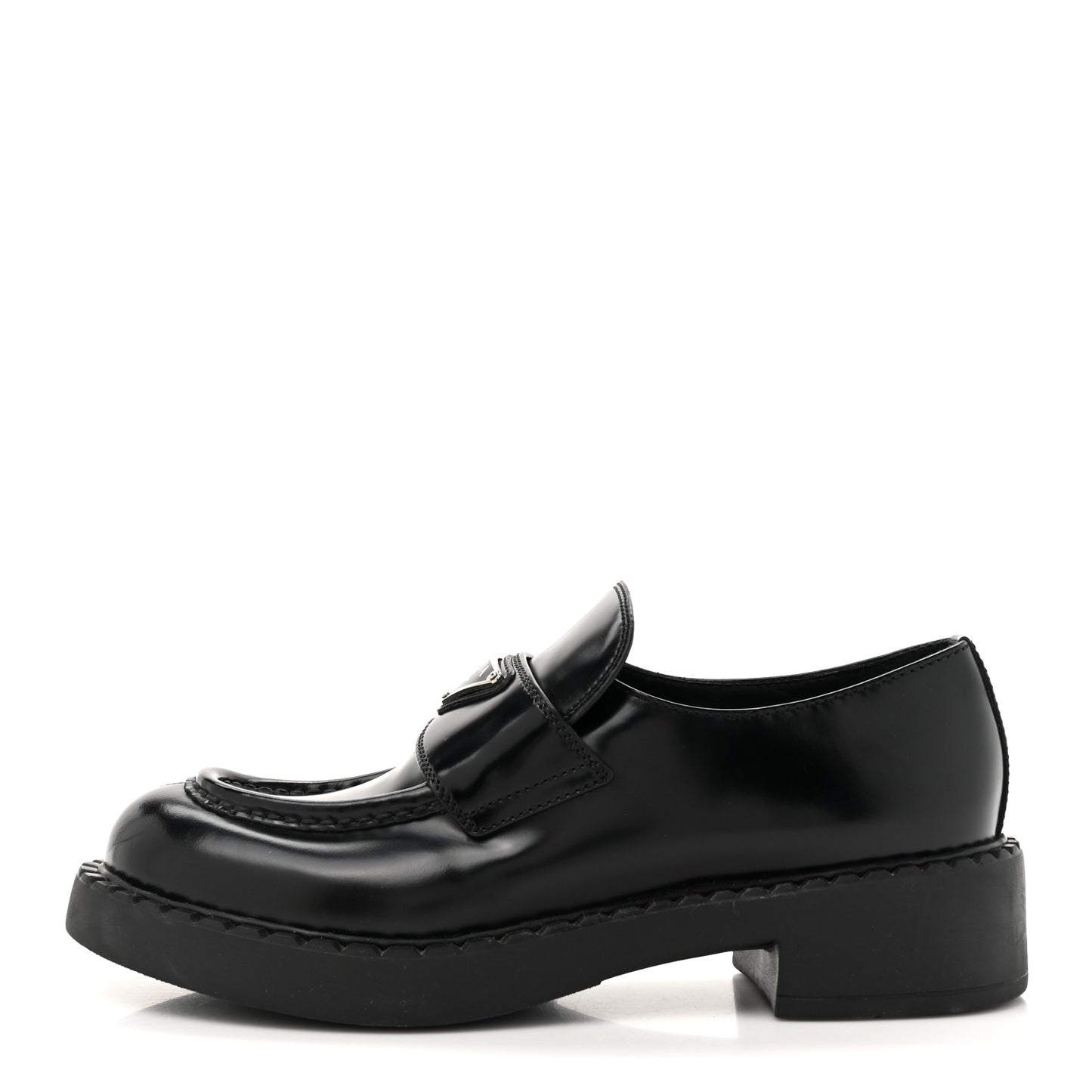 Spazzolato Metal Triangle Logo 50mm Loafers 38 Black