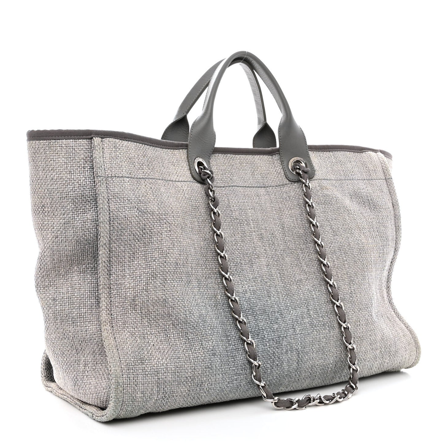 Woven Straw Large Deauville Tote Grey