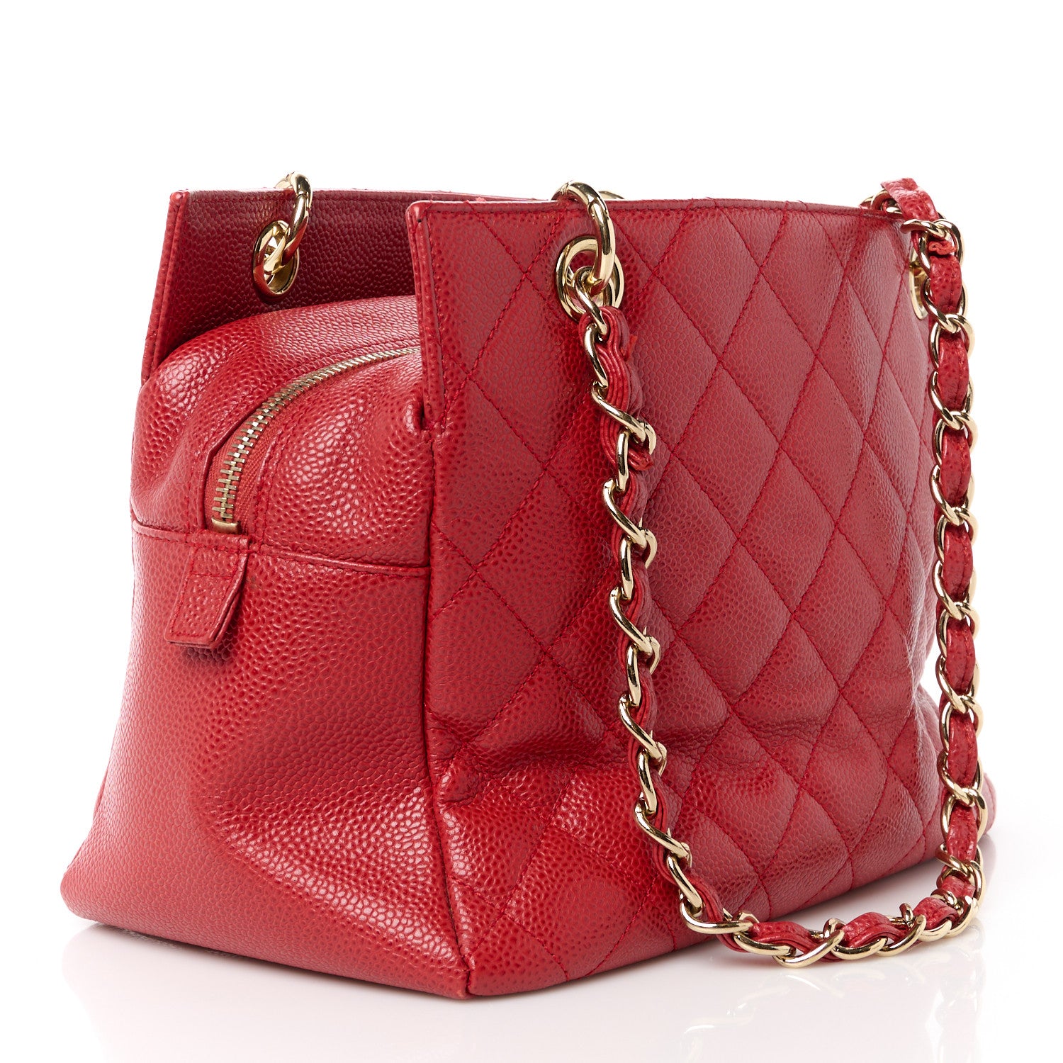 Chanel Caviar Quilted Petit Timeless Shopping Tote PTT Red 3 of 11