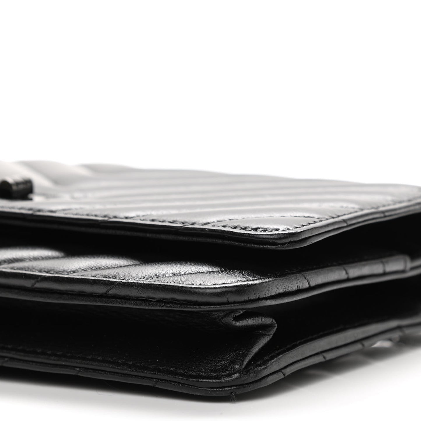 Aged Calfskin Chevron Quilted Reissue Wallet On Chain WOC So Black