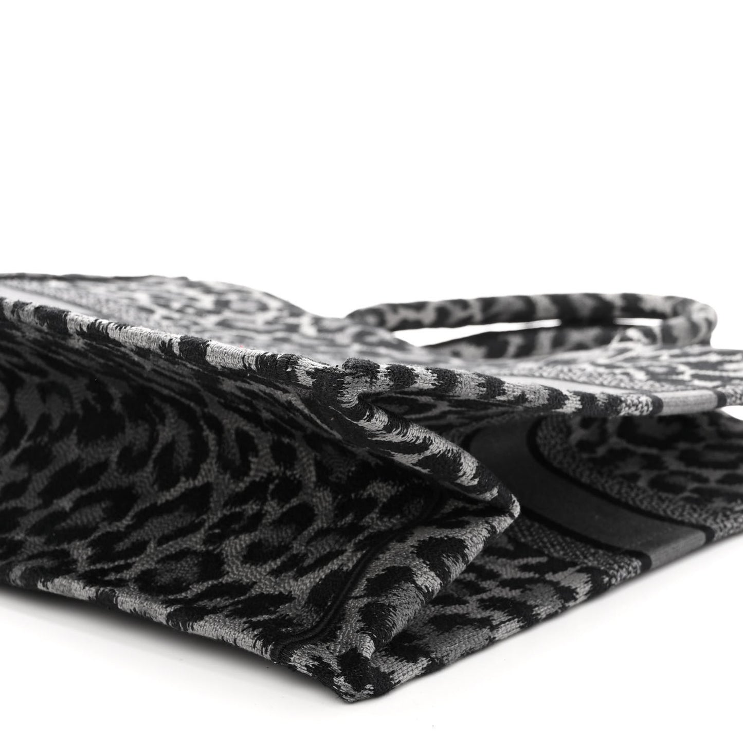 Canvas Mizza Embroidered Large Leopard Book Tote Grey