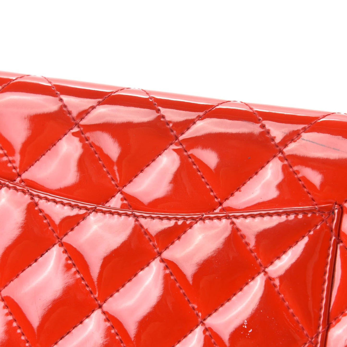 Patent Quilted Wallet On Chain WOC Red