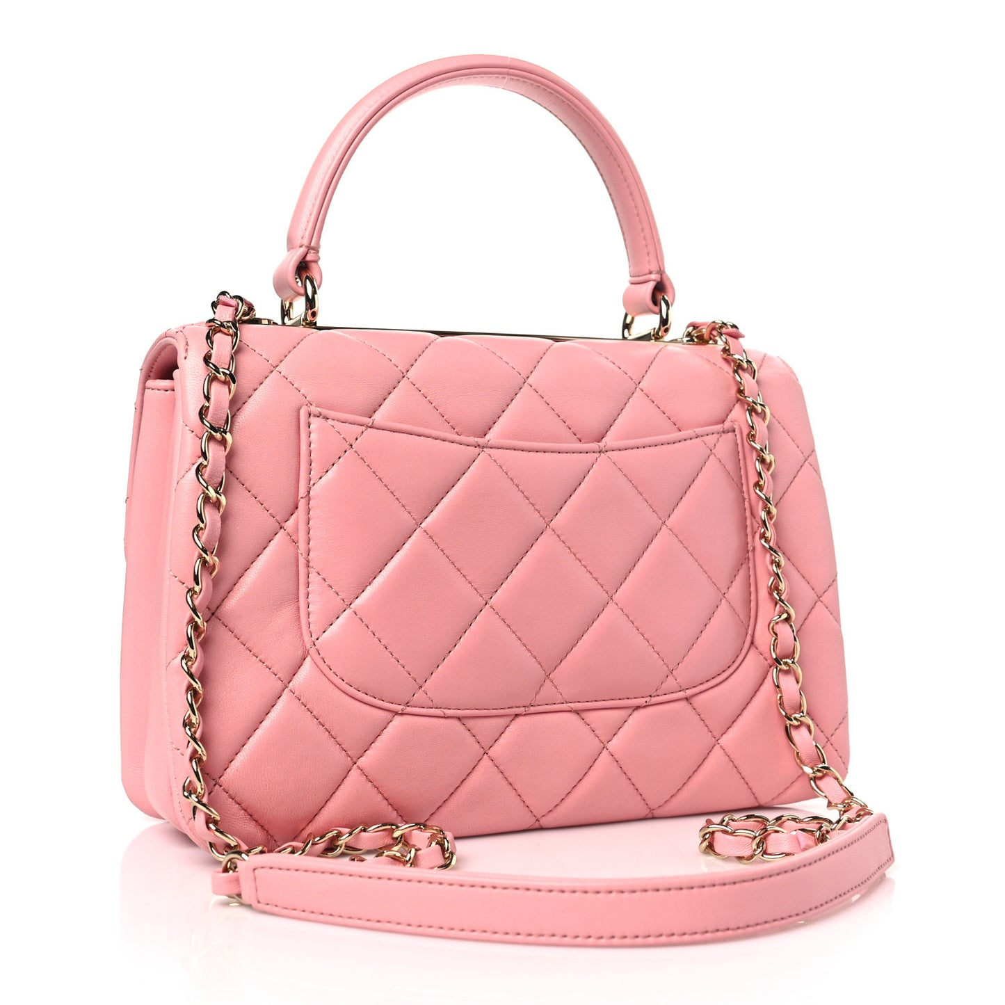 Lambskin Quilted Small Trendy CC Flap Dual Handle Bag Pink