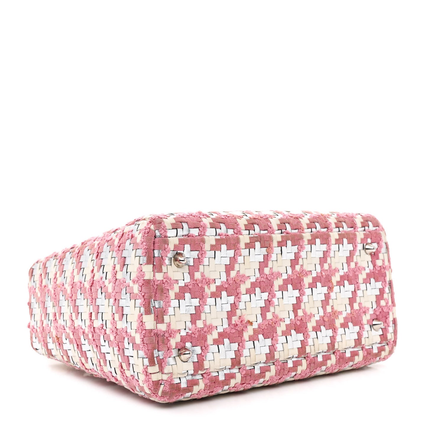 Lambskin Woven Tweed Medium Lady Dior Pink