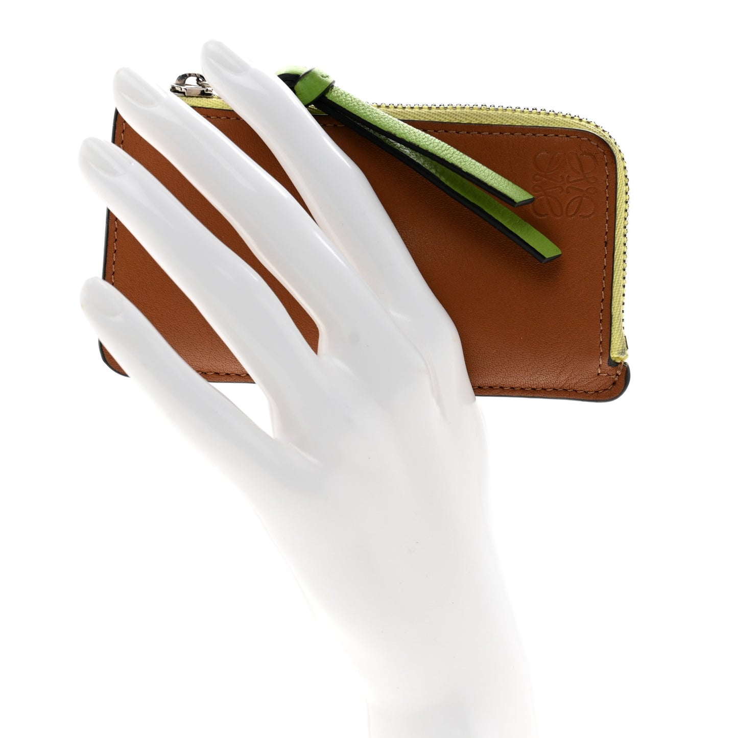 Soft Calfskin Coin Card Holder Tan Multicolor