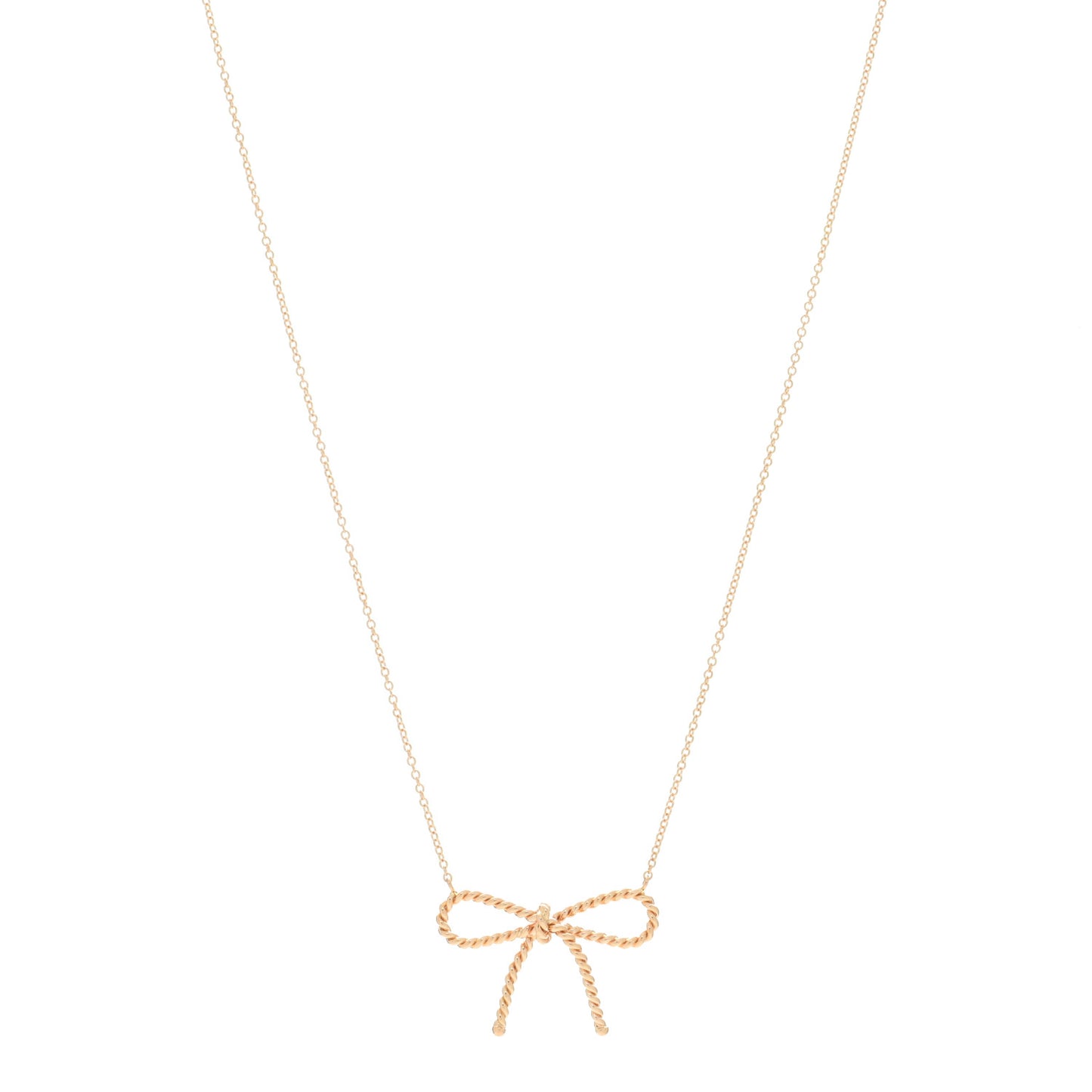 18K Rose Gold Twist Bow Pendant Necklace
