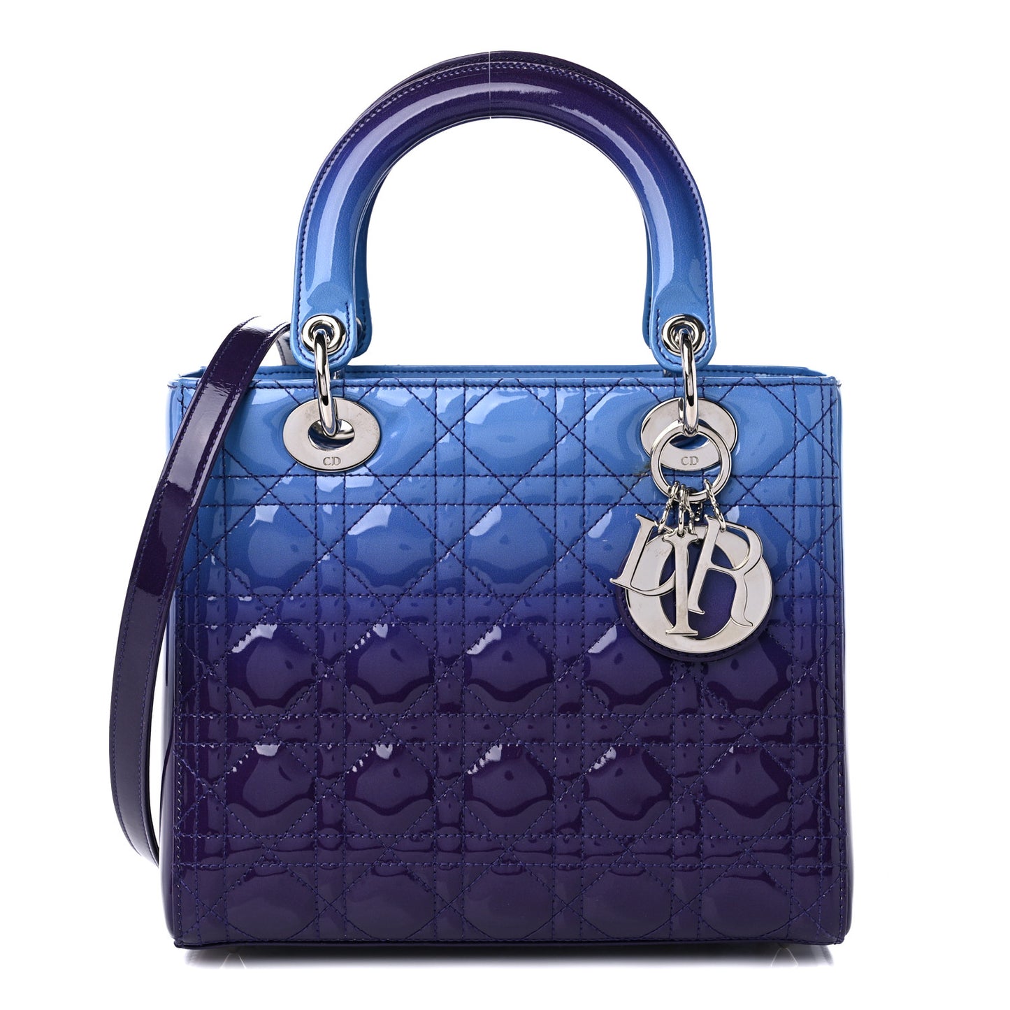 Patent Cannage Gradient Medium Lady Dior Purple Blue