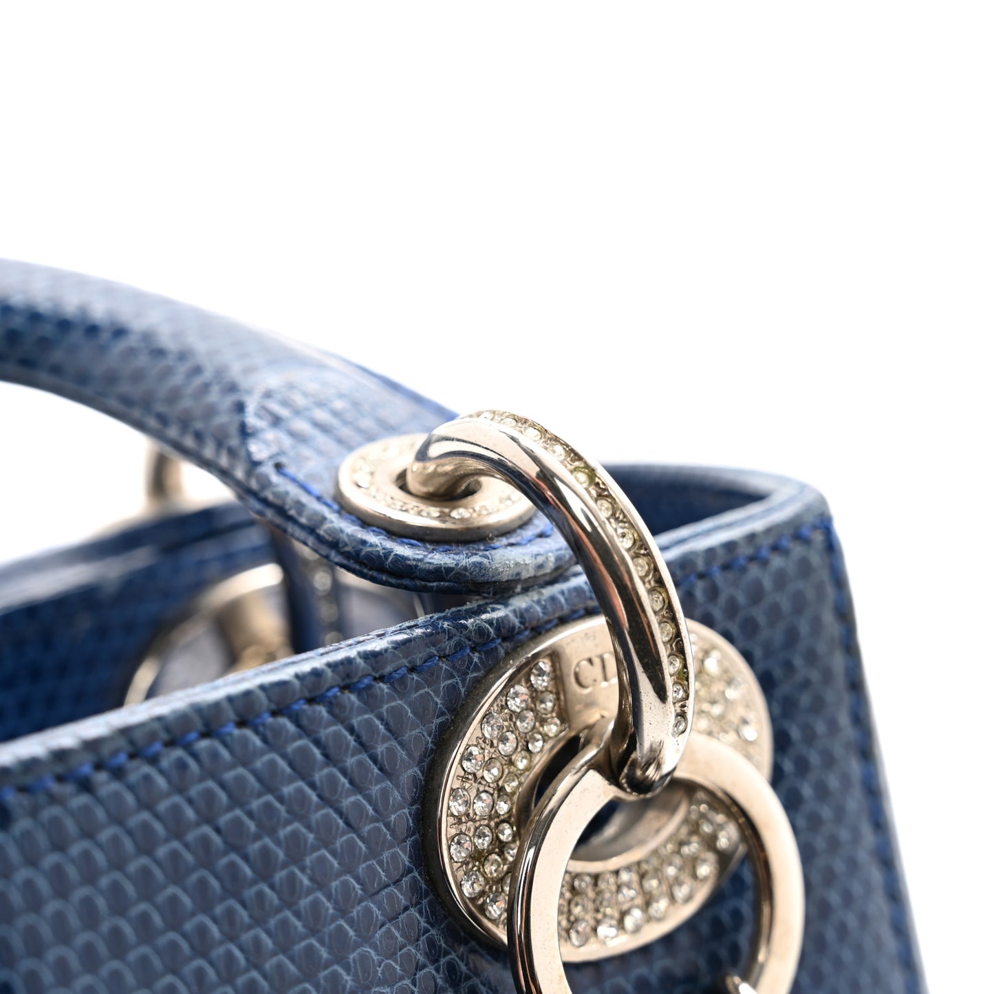 Lizard Swarovski Crystal Mini Lady Dior Blue