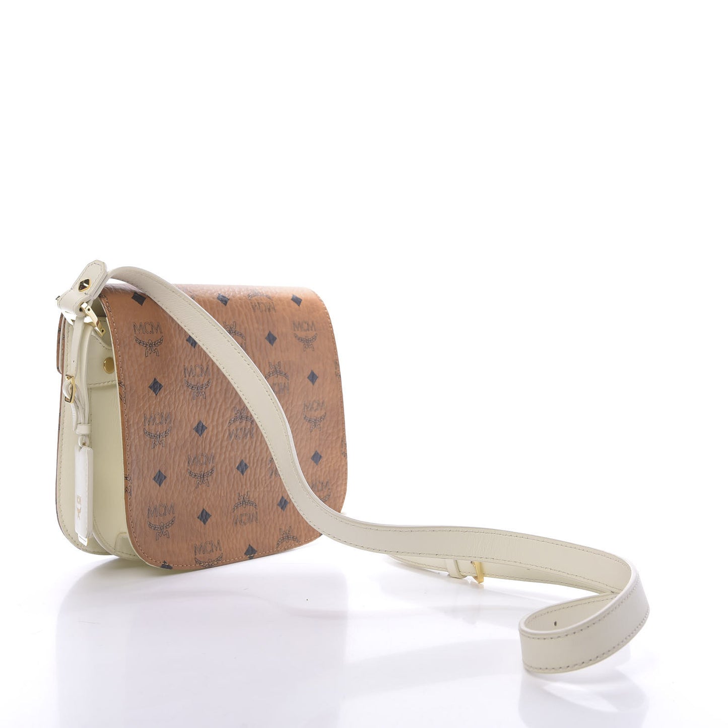 Visetos Calfskin Small Patricia Crossbody Bag Cognac White