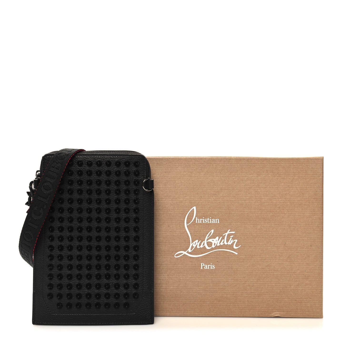 Empire Calfskin Spikes Loubilab Clutch Black
