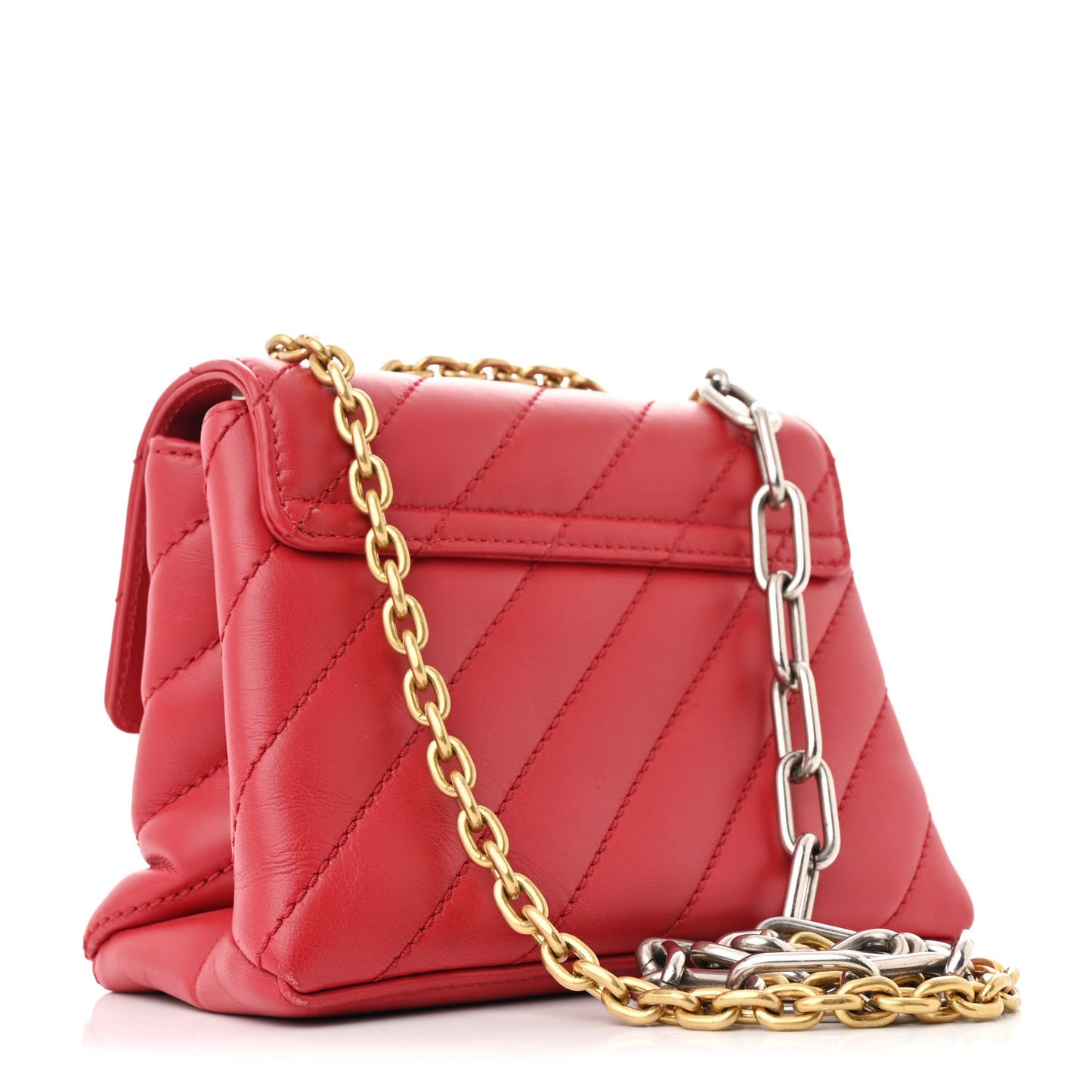 Calfskin Diagonal Quilted Jackhammer 19 Shoulder Bag Red