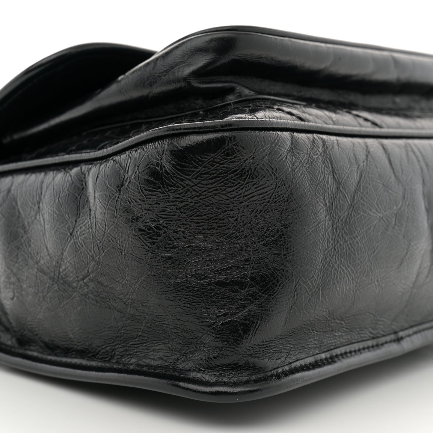 Crinkled Calfskin Matelasse Monogram Medium Niki Chain Satchel Black