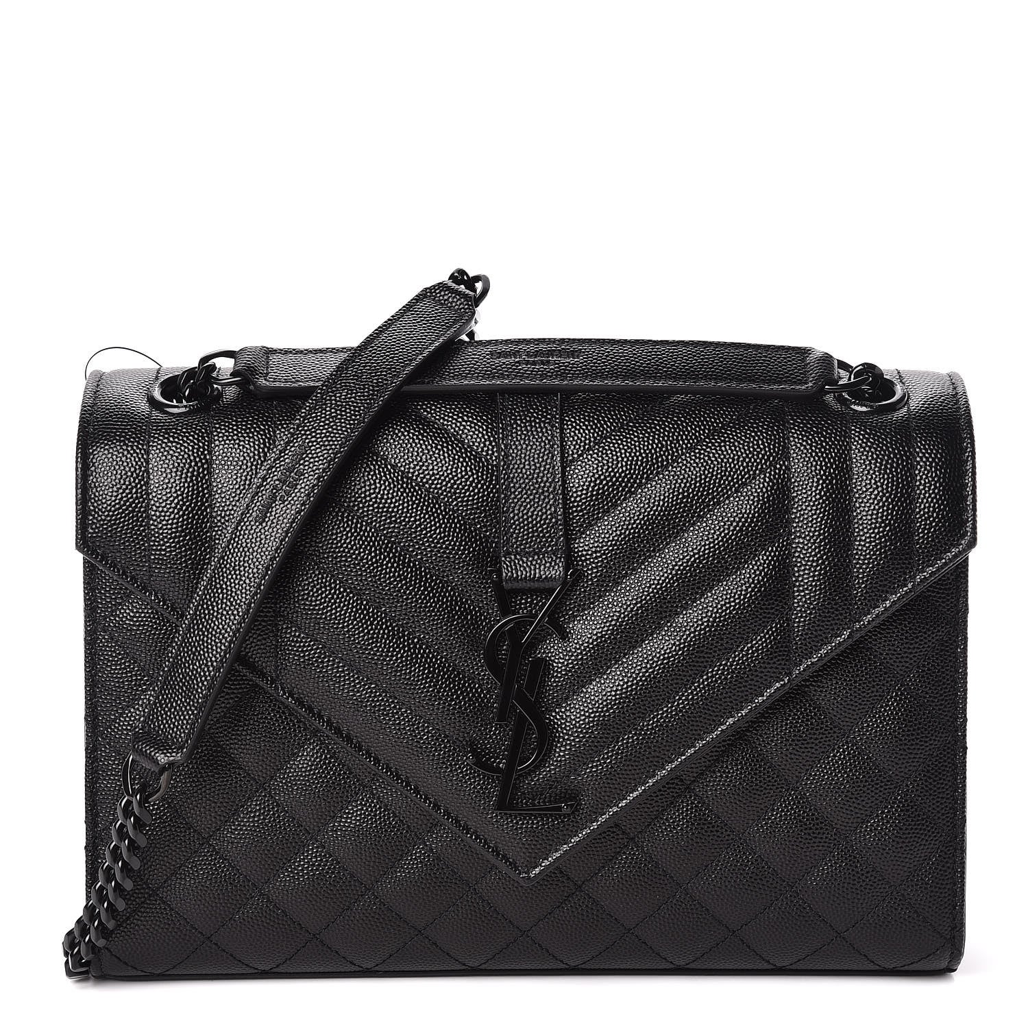 Grain De Poudre Textured Mixed Matelasse Triquilt Medium Monogram Monochrome Satchel Black main image 1