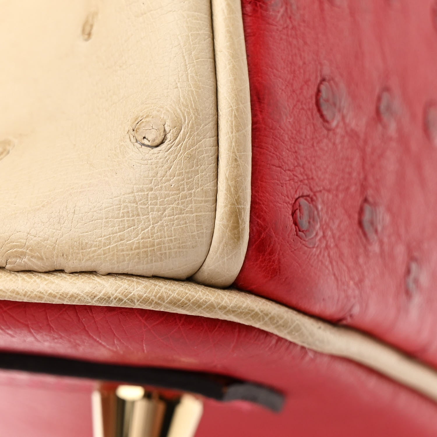 Hermes Ostrich Horseshoe Birkin 30 Rouge Vif Parchemin 11 of 14