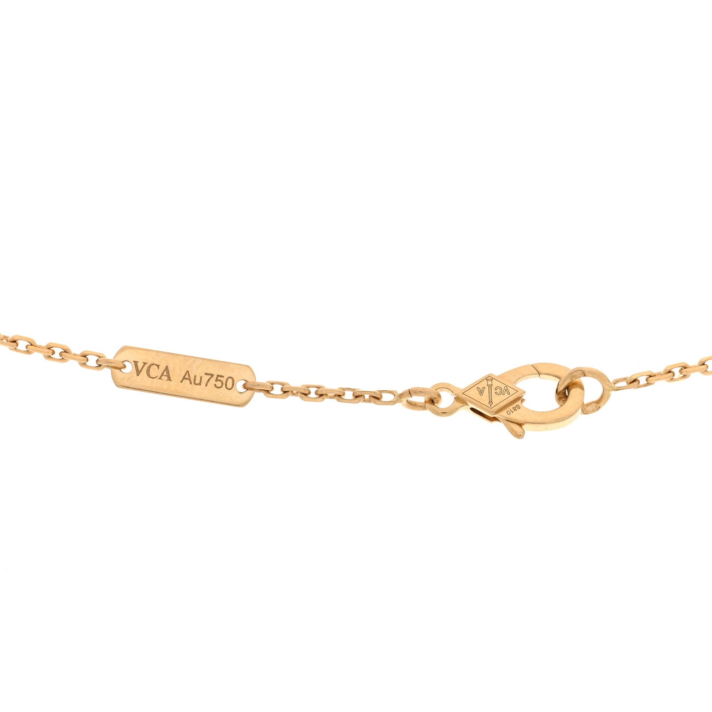 18K Yellow Gold Diamond Yellow Mother of Pearl Vintage Alhambra Pendant Necklace