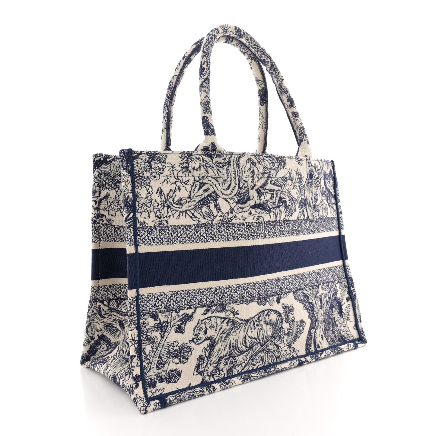 Canvas Embroidered Medium Dioriviera Toile De Jouy Book Tote Blue
