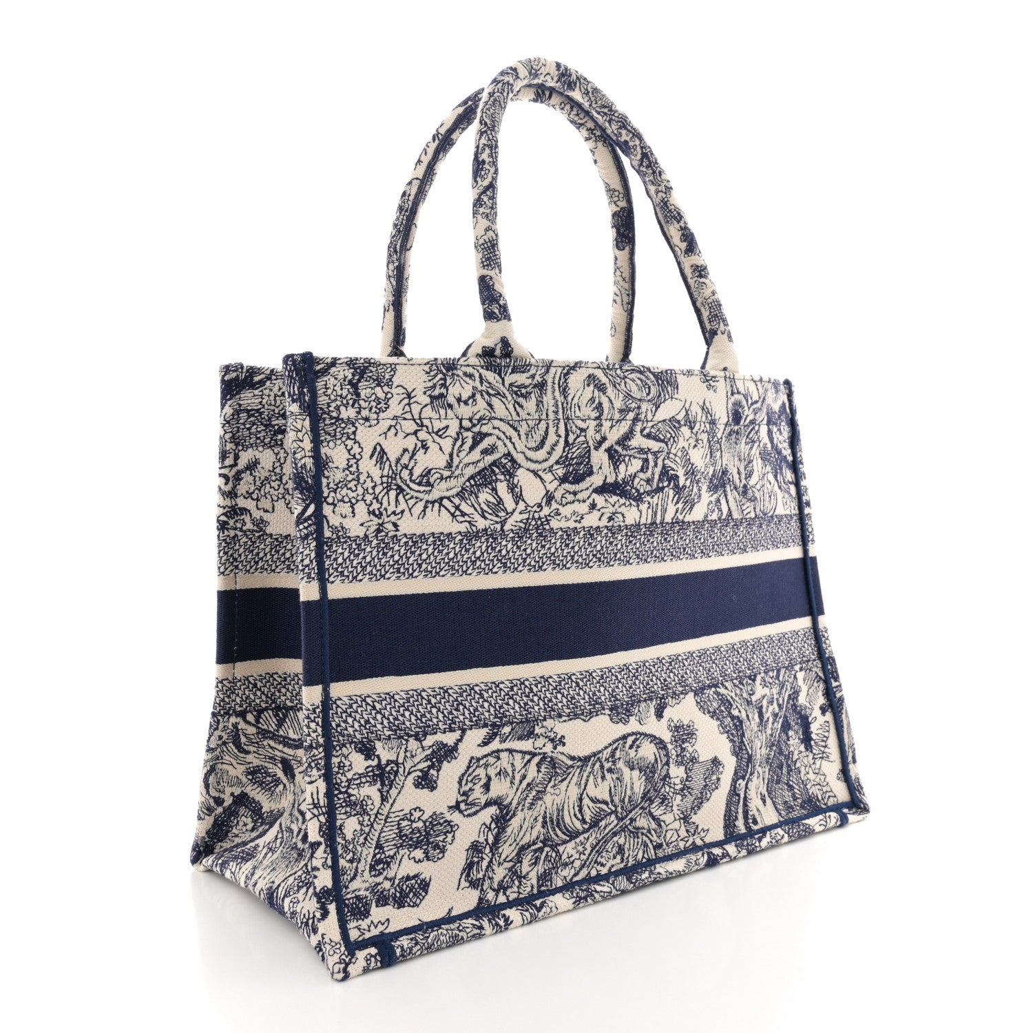 Christian Dior Canvas Embroidered Medium Dioriviera Toile De Jouy Book Tote Blue 3 of 12