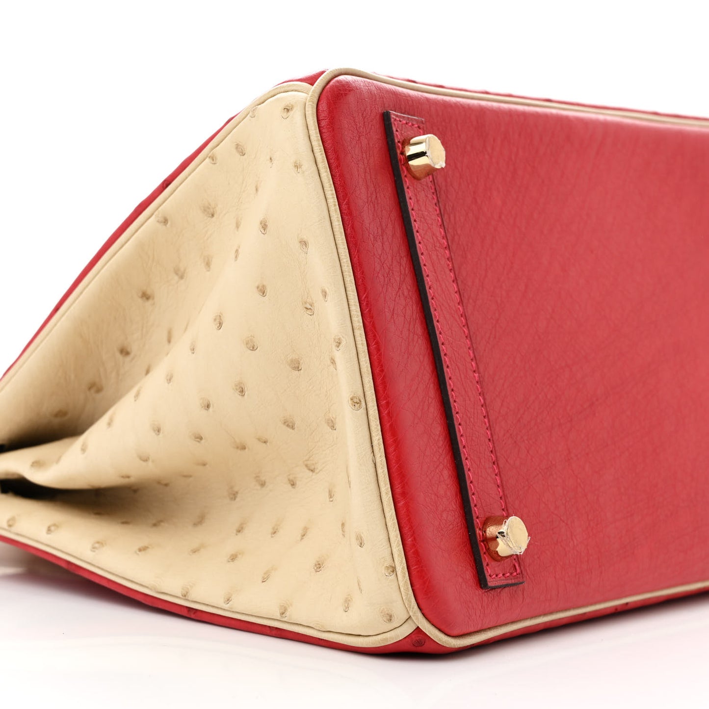Ostrich Horseshoe Birkin 30 Rouge Vif Parchemin