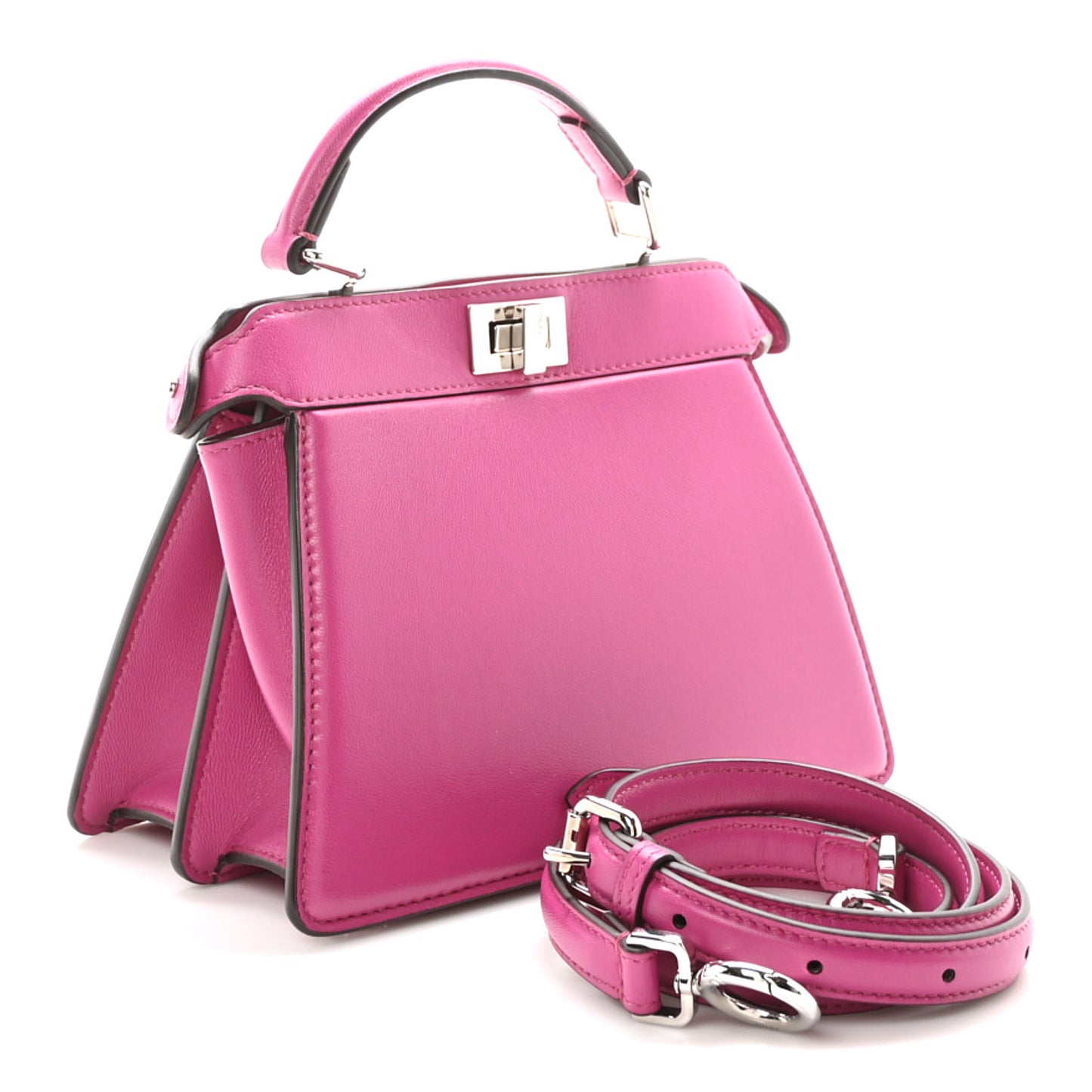Shiny Nappa Petite Peekaboo I SEE U Satchel Magenta