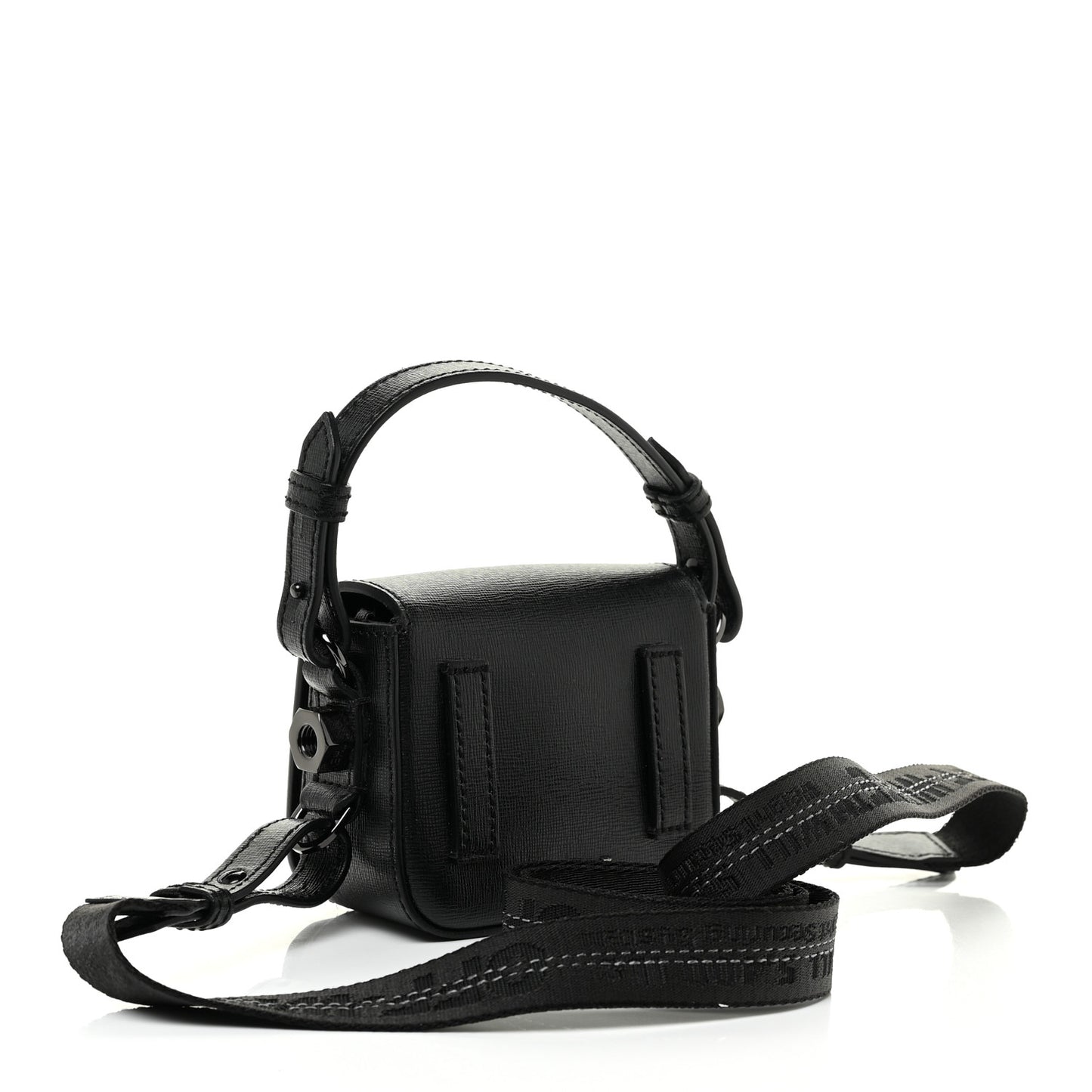 Saffiano Logo Baby Flap Bag Black White