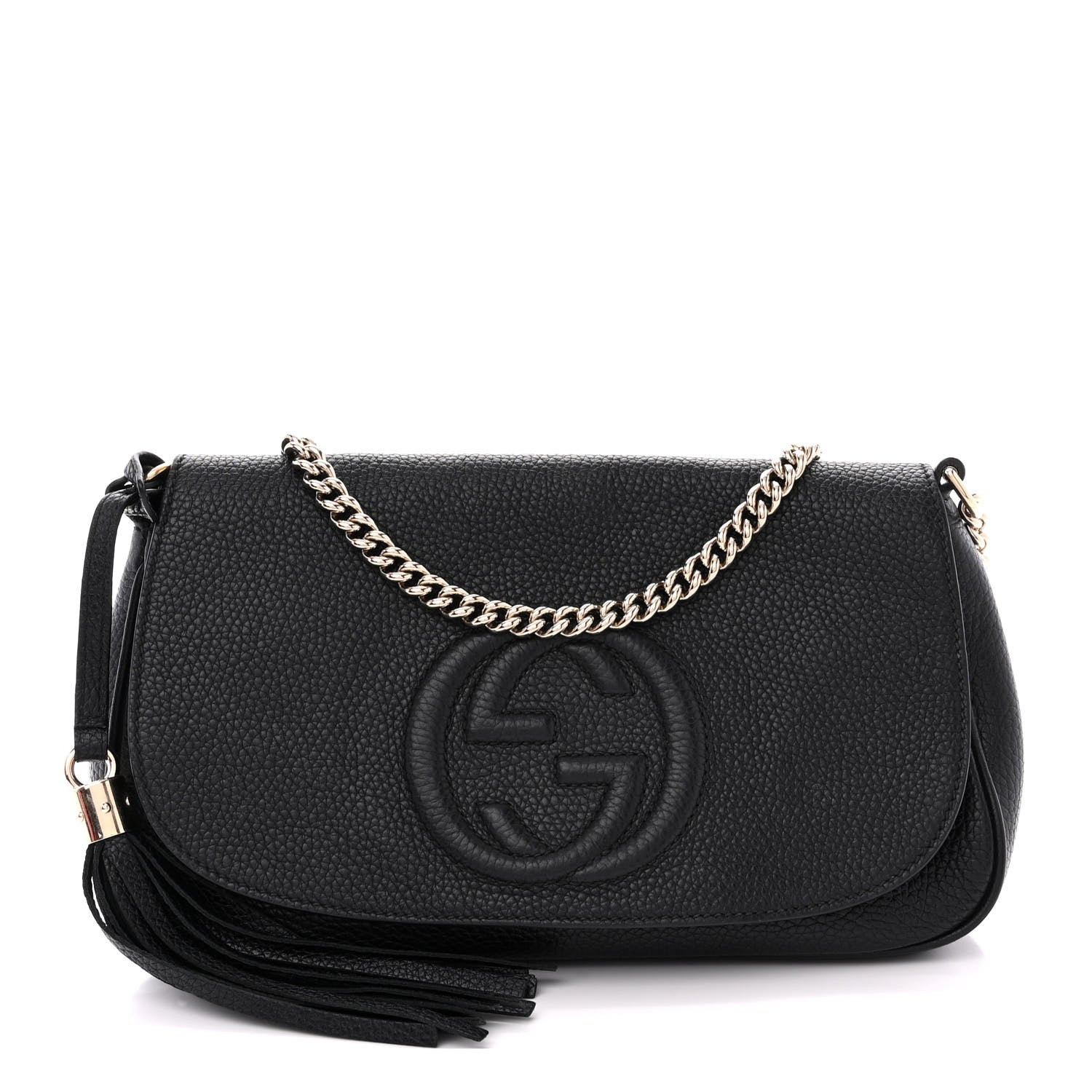 Gucci Pebbled Calfskin Medium Soho Flap Crossbody Black 1 of 14
