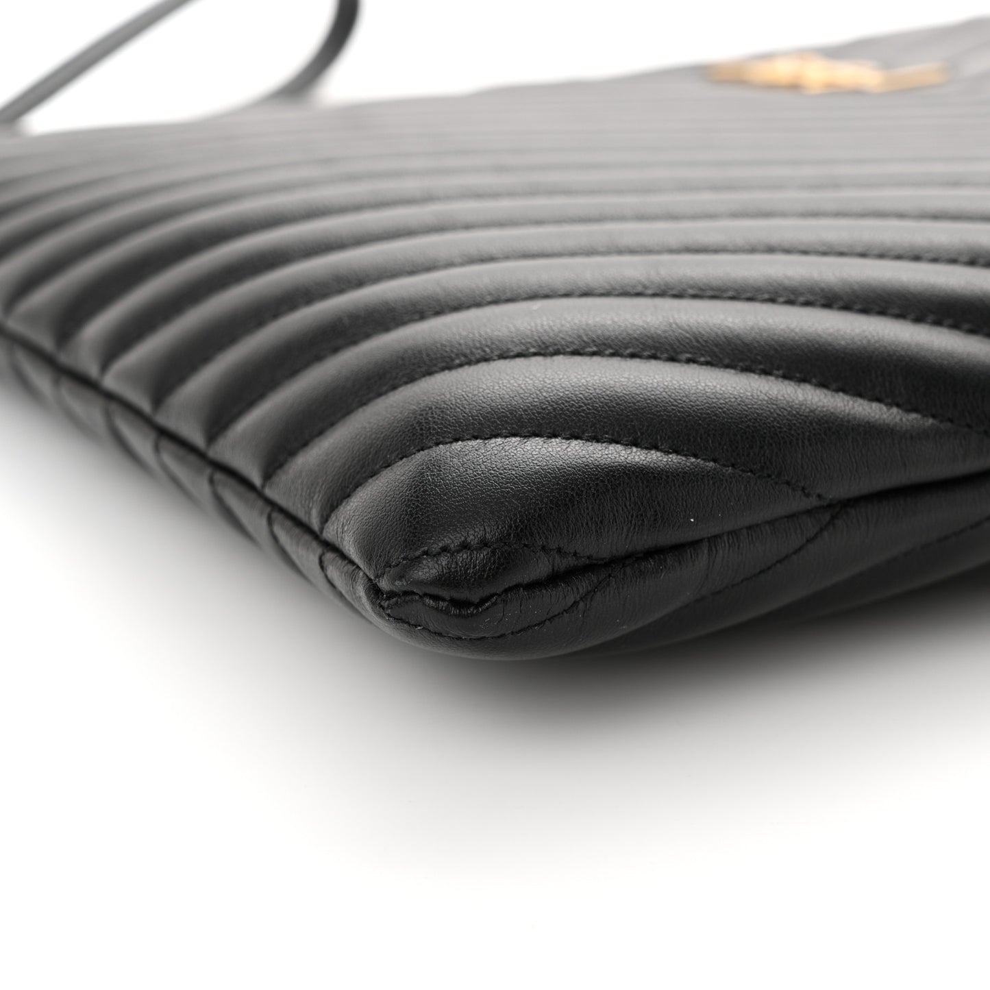 Calfskin Matelasse Chevron Monogram Document Holder Black