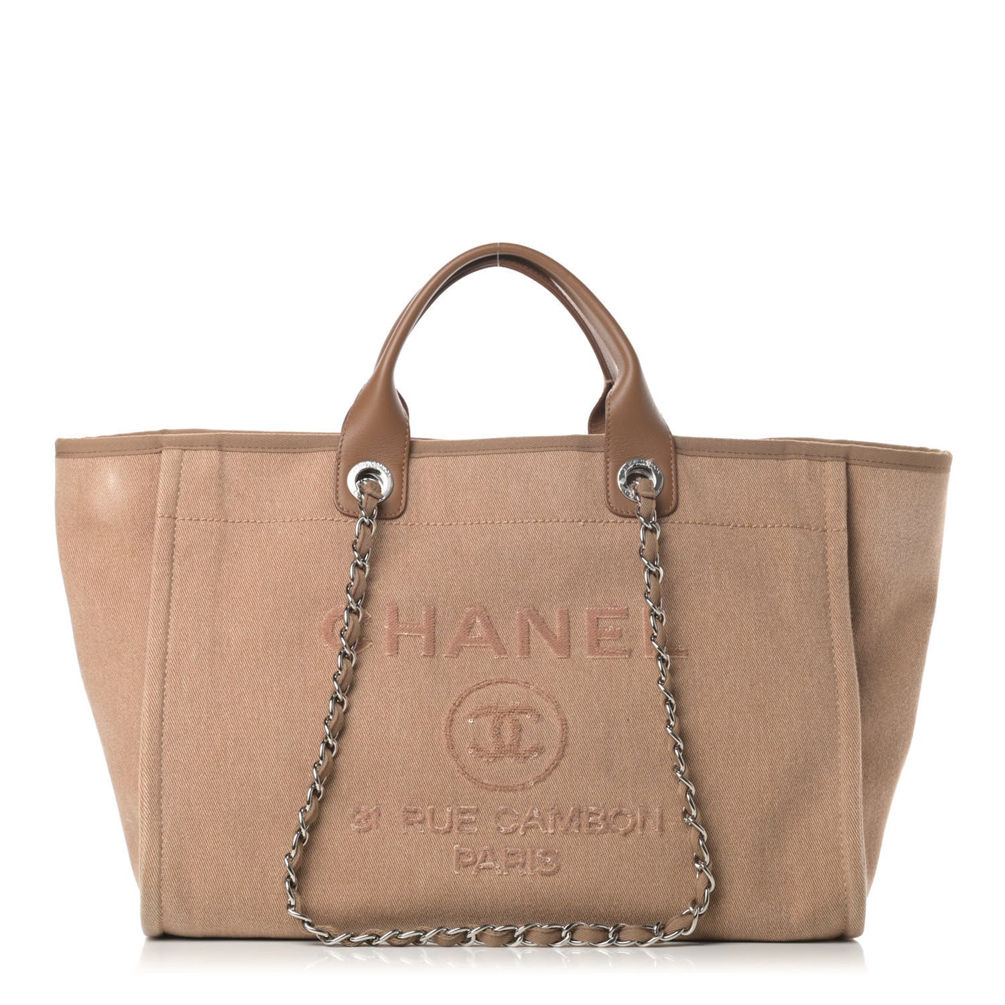 Canvas Sequin Medium Deauville Tote Ecru