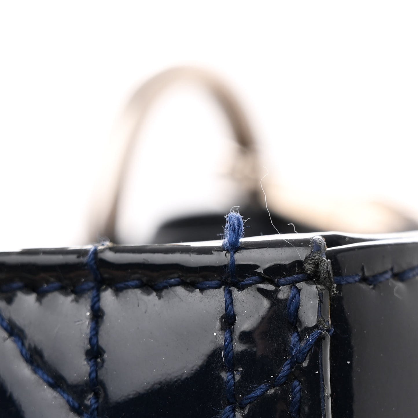 Patent Cannage Medium Lady Dior Navy Blue