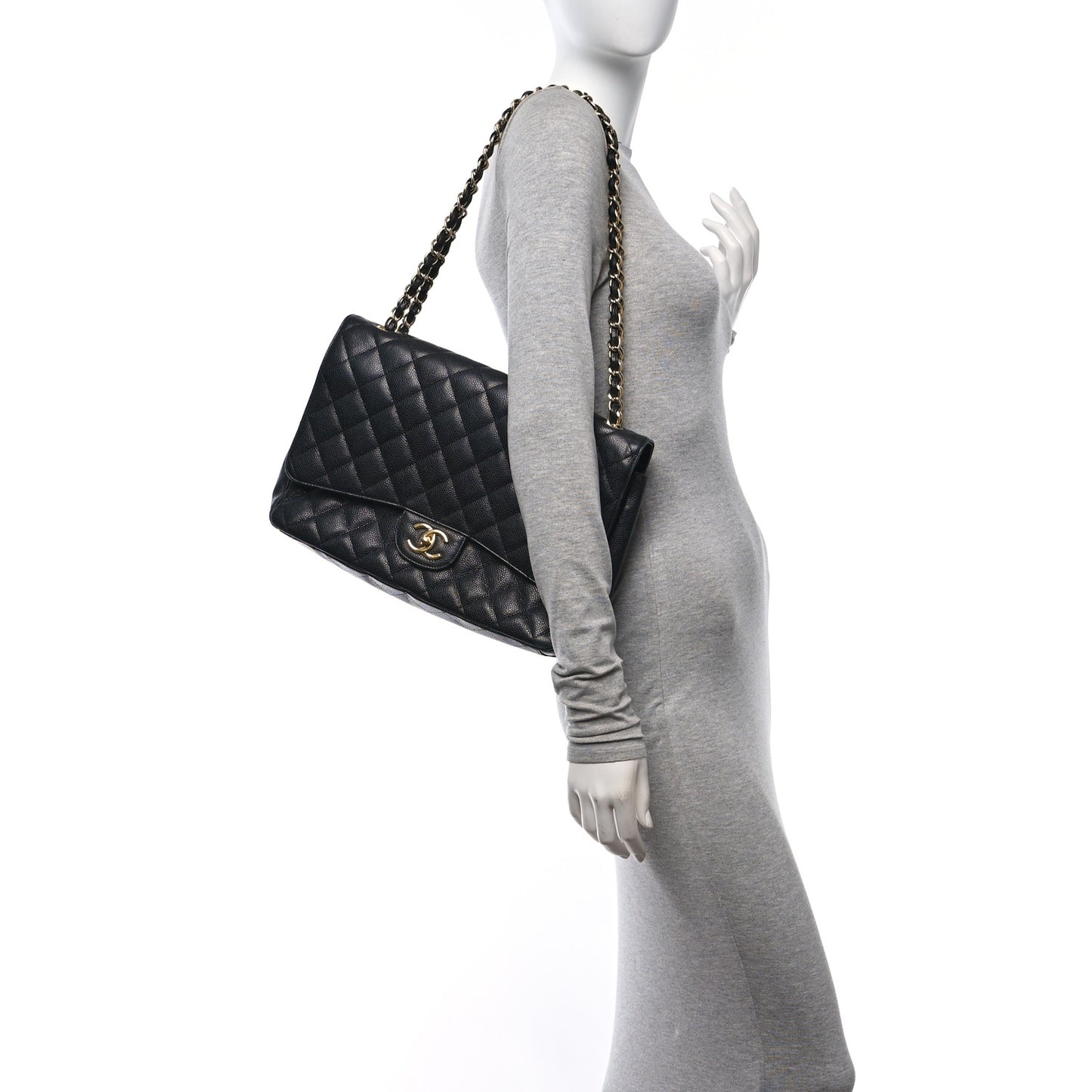 Caviar Quilted Maxi Double Flap Black