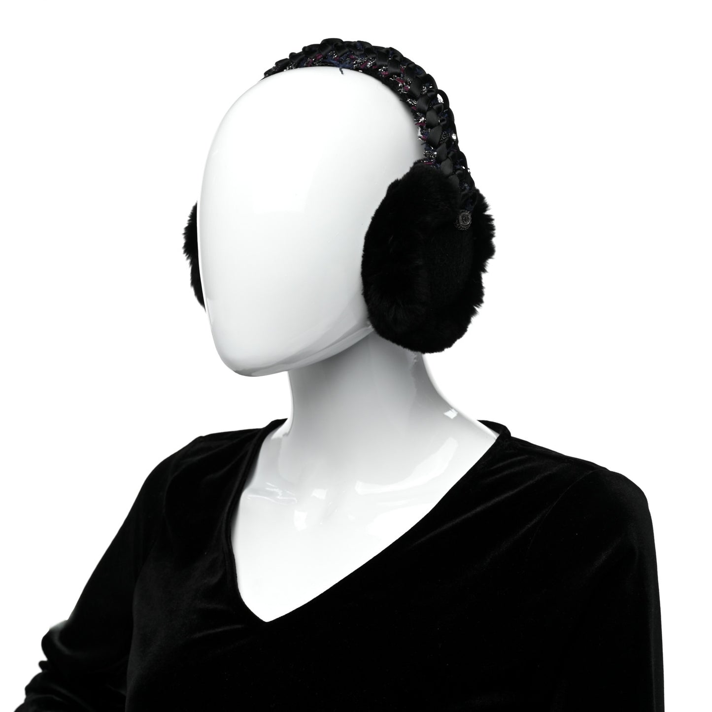 Rabbit Fur Tweed CC Earmuffs Black