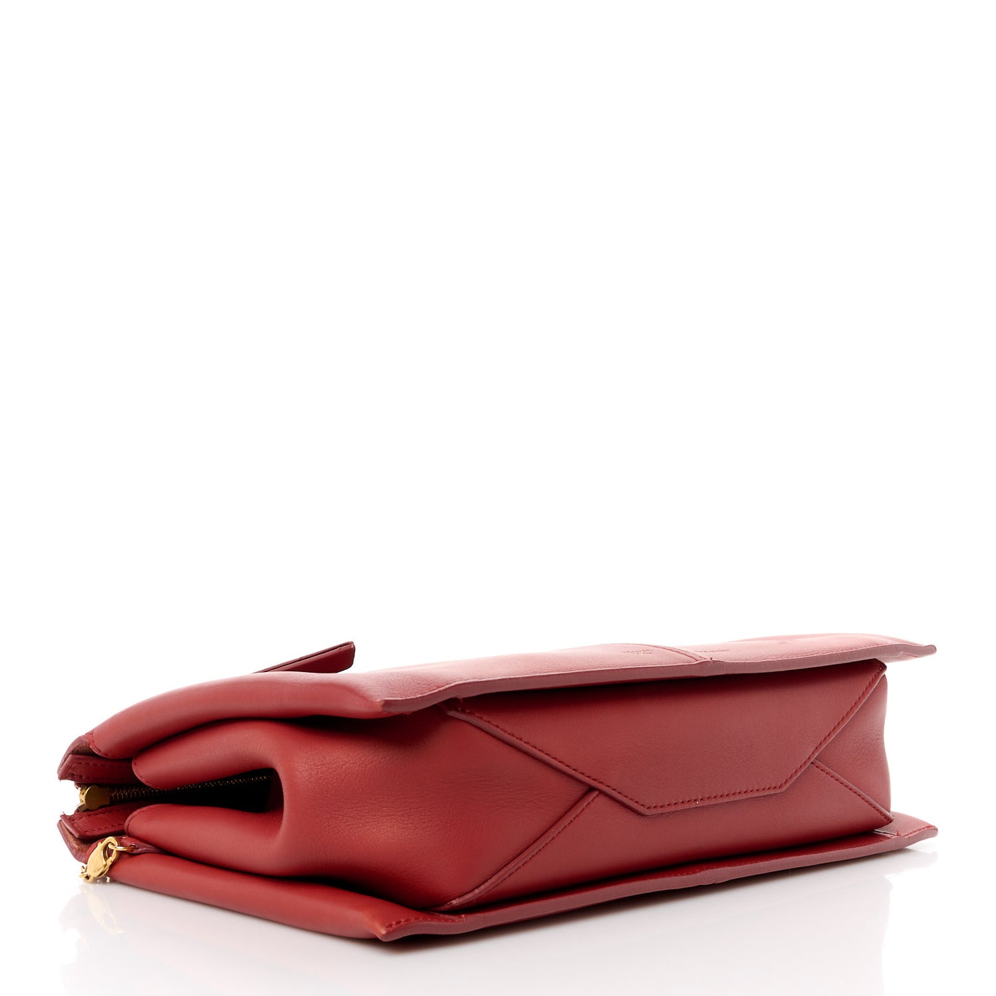 Supple Natural Calfskin Tri-Fold Clutch Red