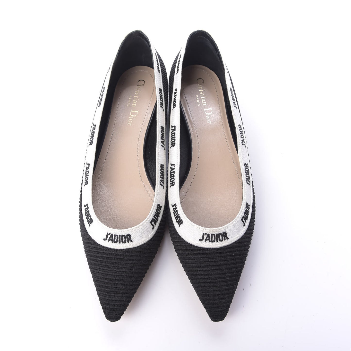 Fabric Ribbon Embroidered J'Adior Ballet Flats 39.5 Black