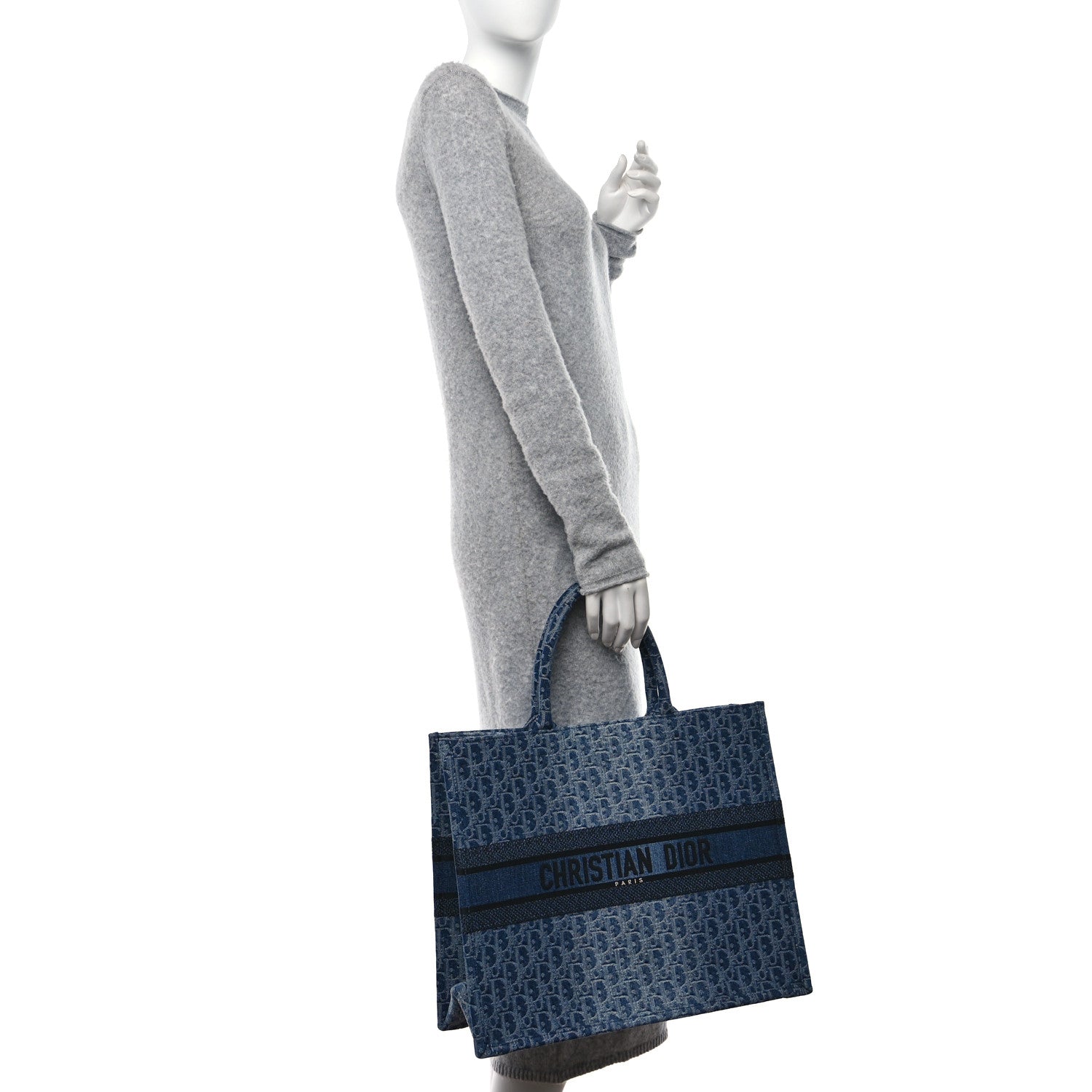 Christian Dior Oblique Denim Large Book Tote Blue 2 of 10