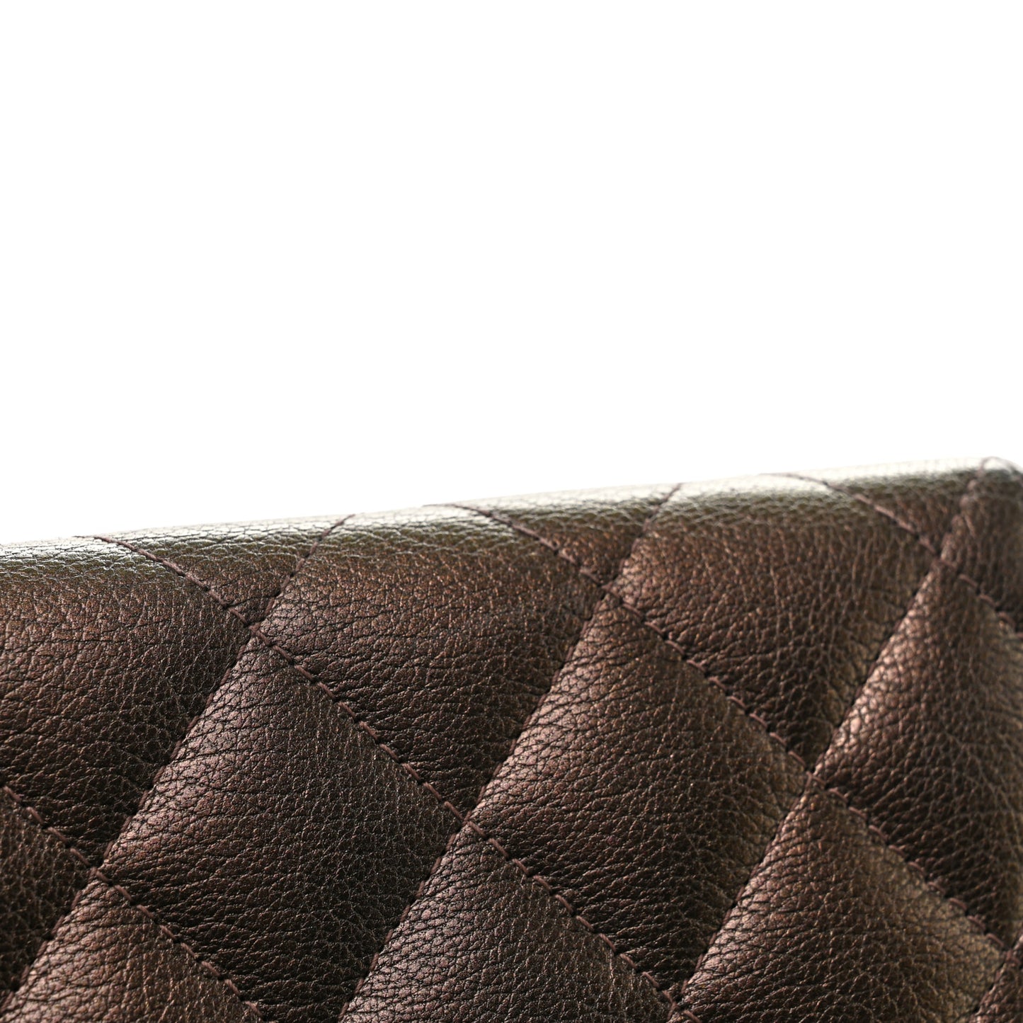 Iridescent Goatskin Quilted Small Zip Around Wallet Bronze