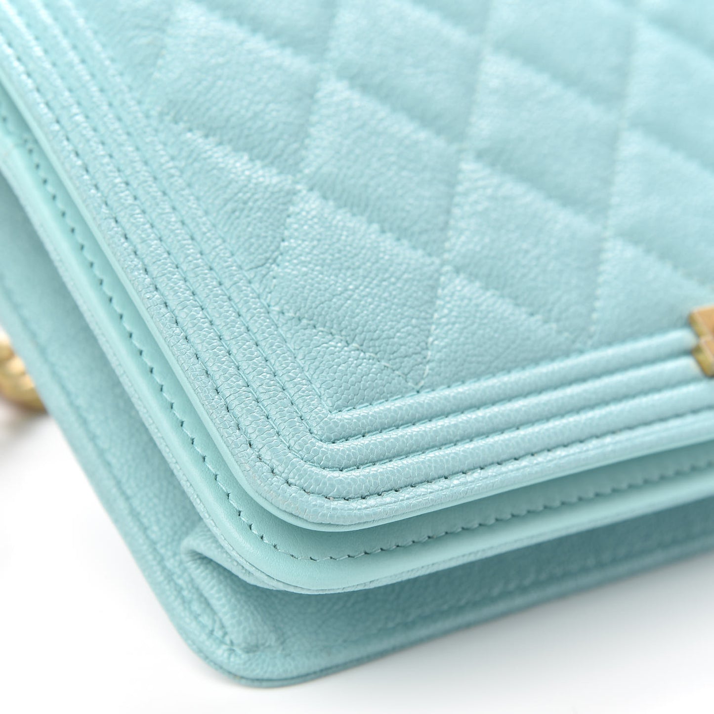 Caviar Quilted Boy Wallet On Chain WOC Light Blue