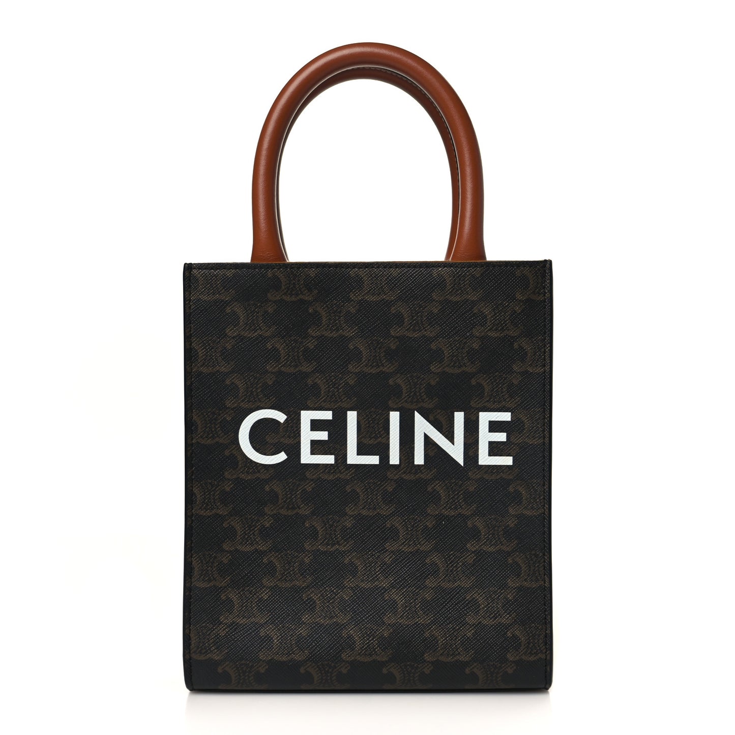 Triomphe Canvas Calfskin Mini Vertical Cabas Tan