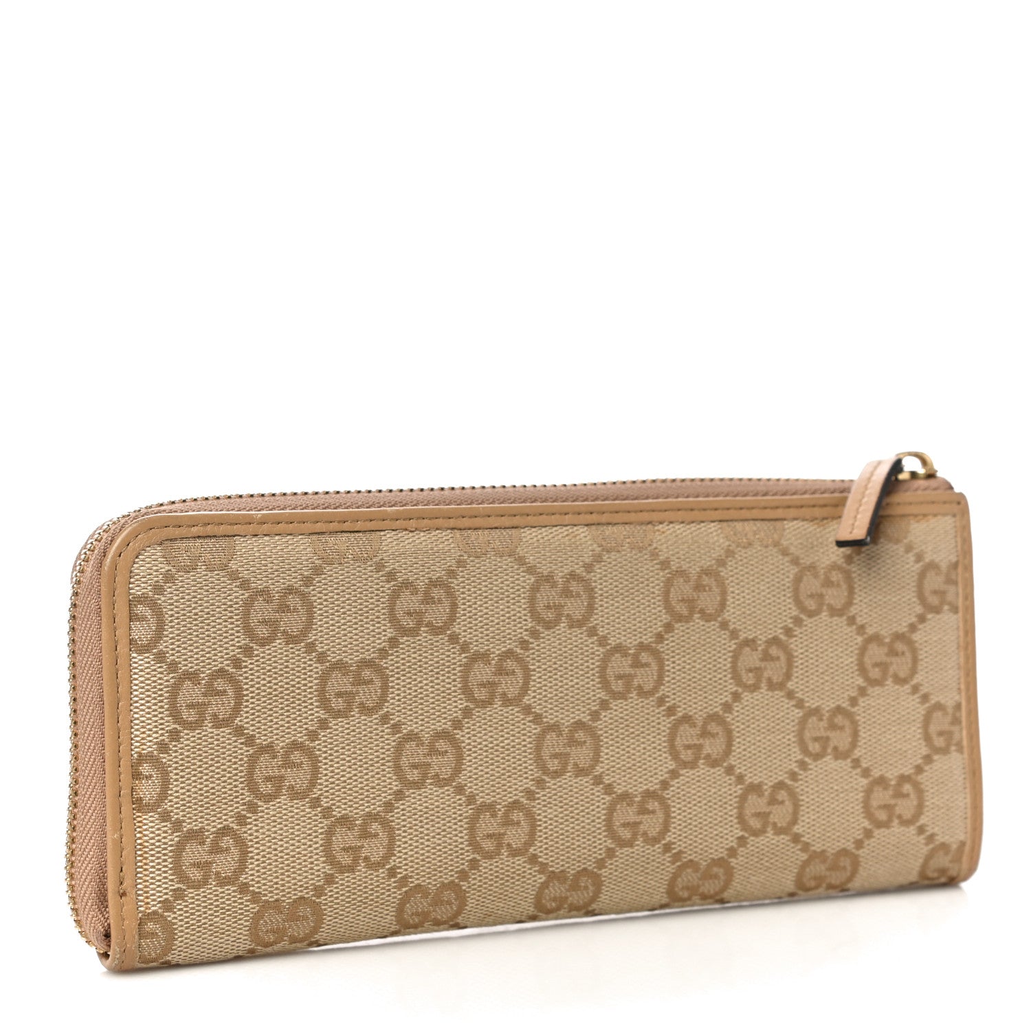 Gucci Calfskin Monogram Zip Around Wallet Tan 3 of 10
