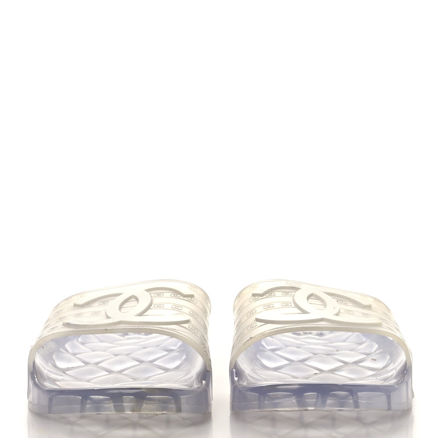 Chanel PVC Transparent CC Flat Slide Sandals 9 White 3 of 9