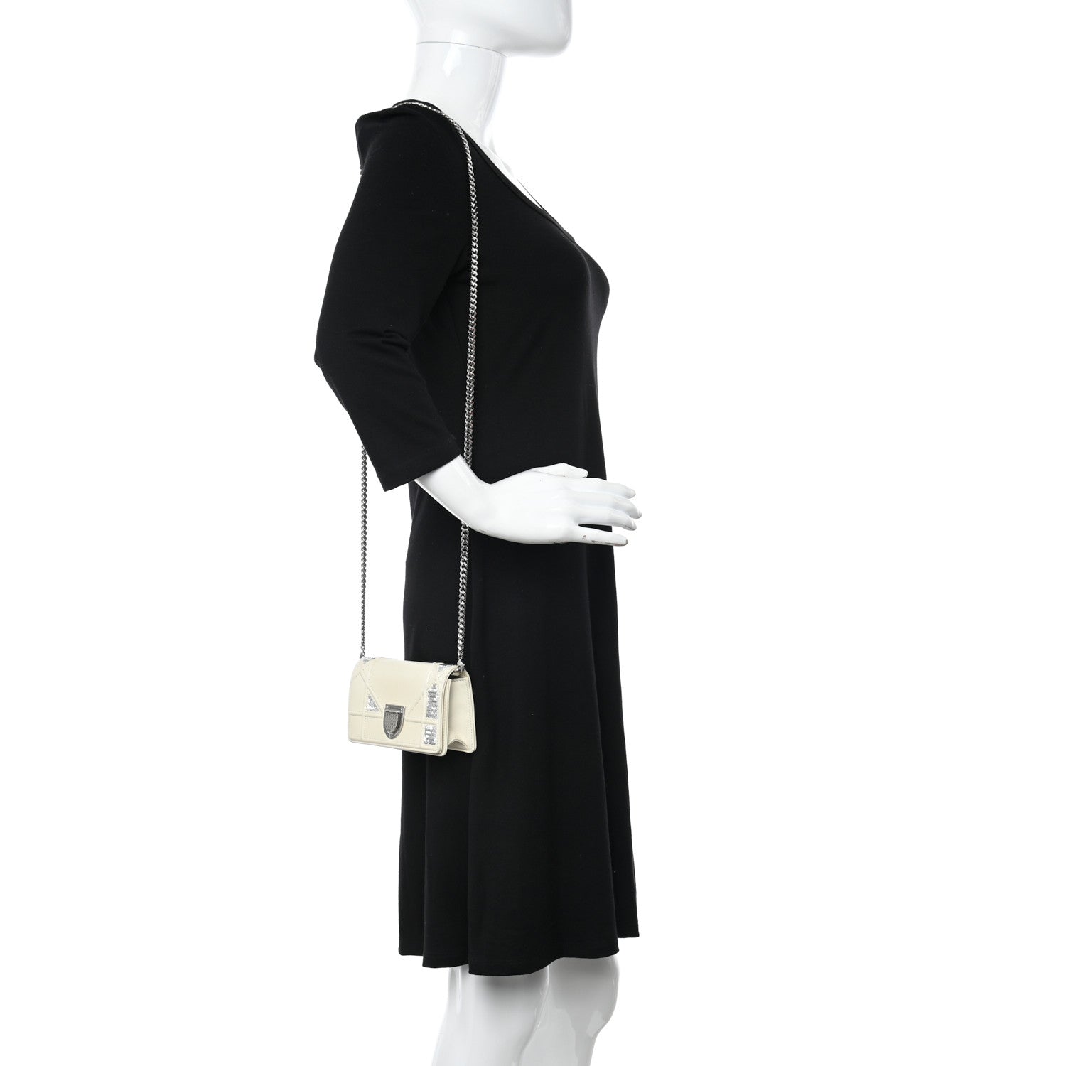 Christian Dior Lambskin Sequin Micro Diorama Flap Bag White 2 of 9
