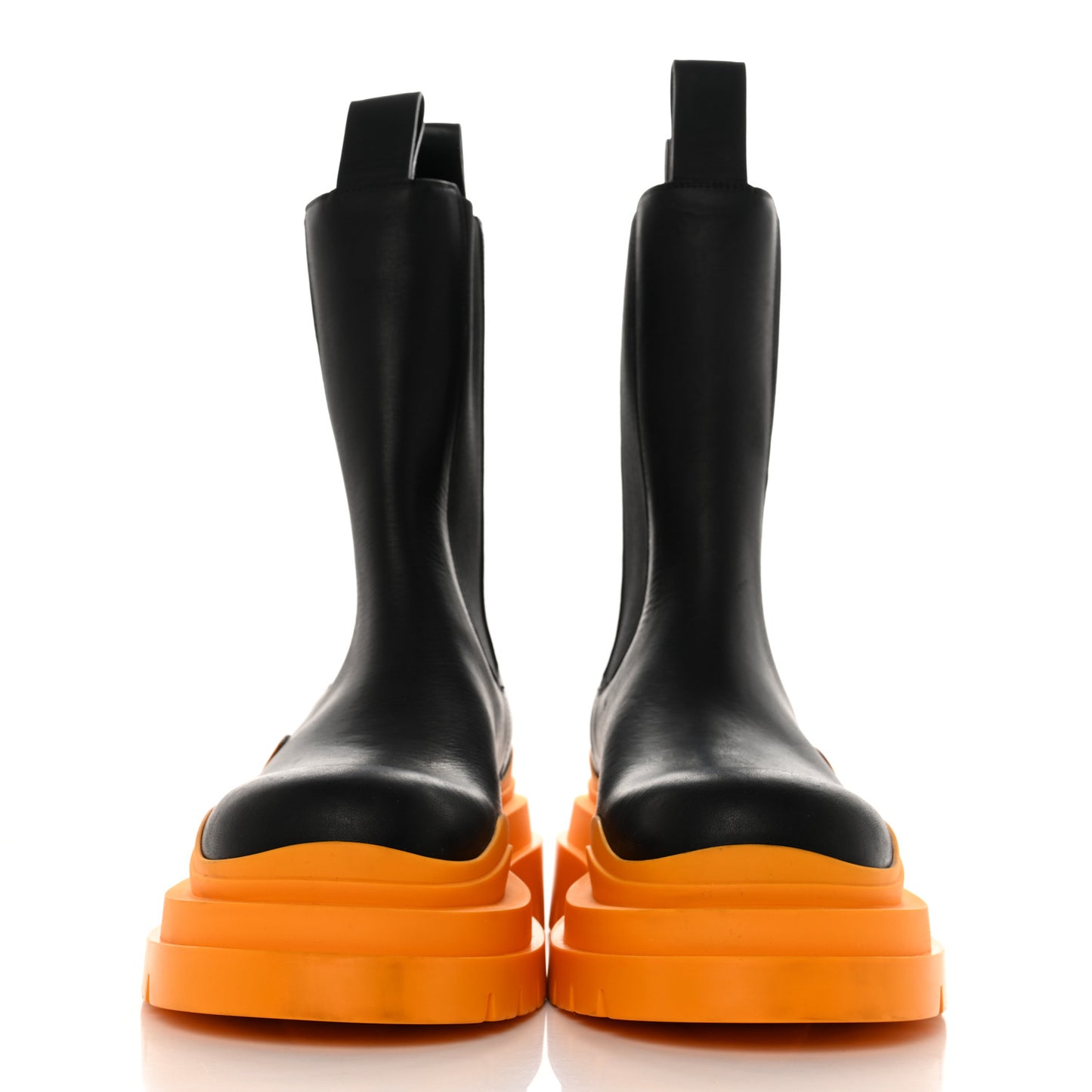 Calfskin The Tire Chelsea Boots 40 Black Tangerine