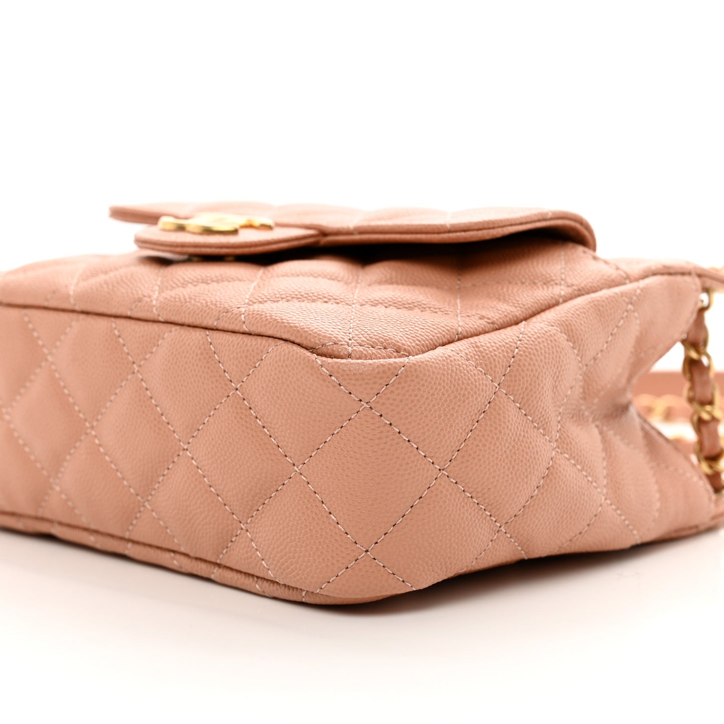 Caviar Quilted Small Wavy CC Hobo Coral