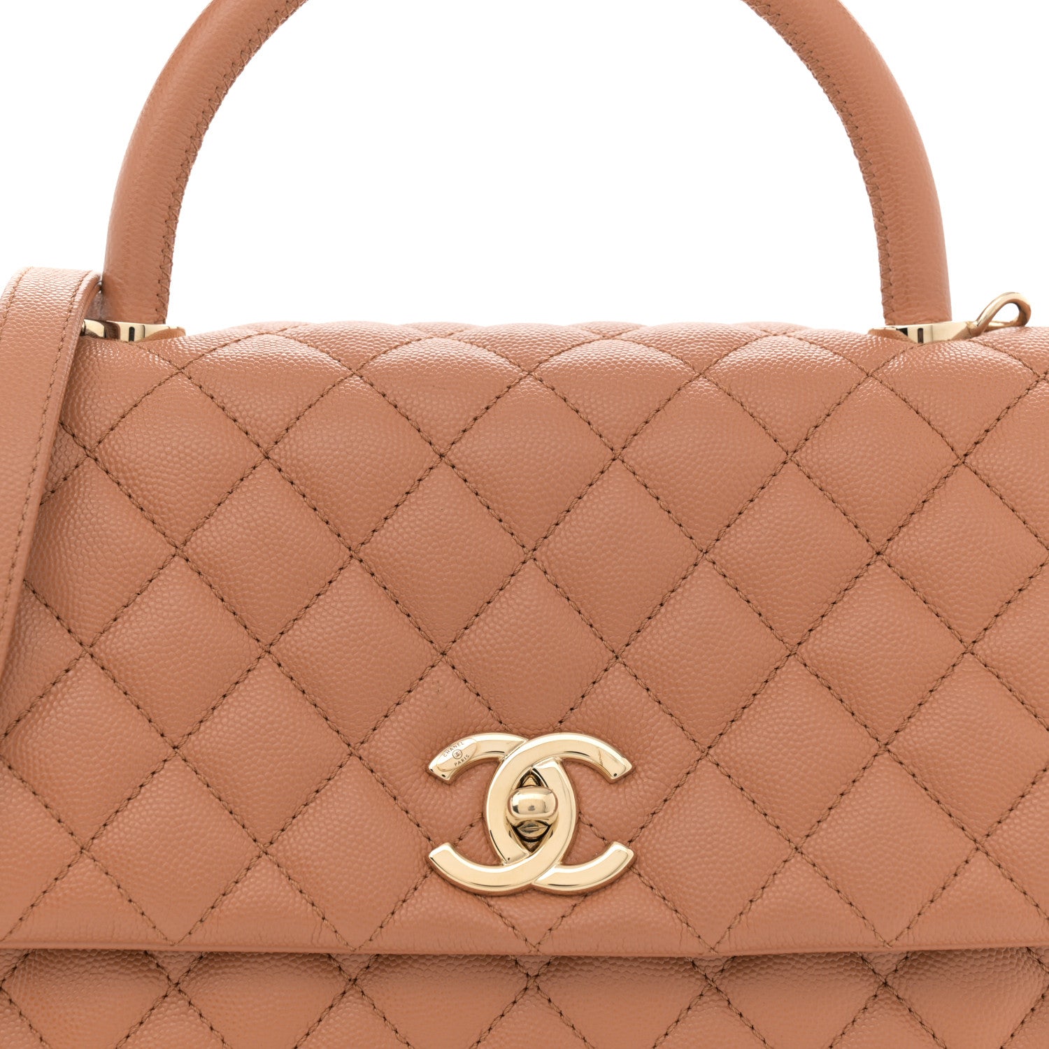 Chanel Caviar Quilted Small Coco Handle Flap Beige 8 of 12