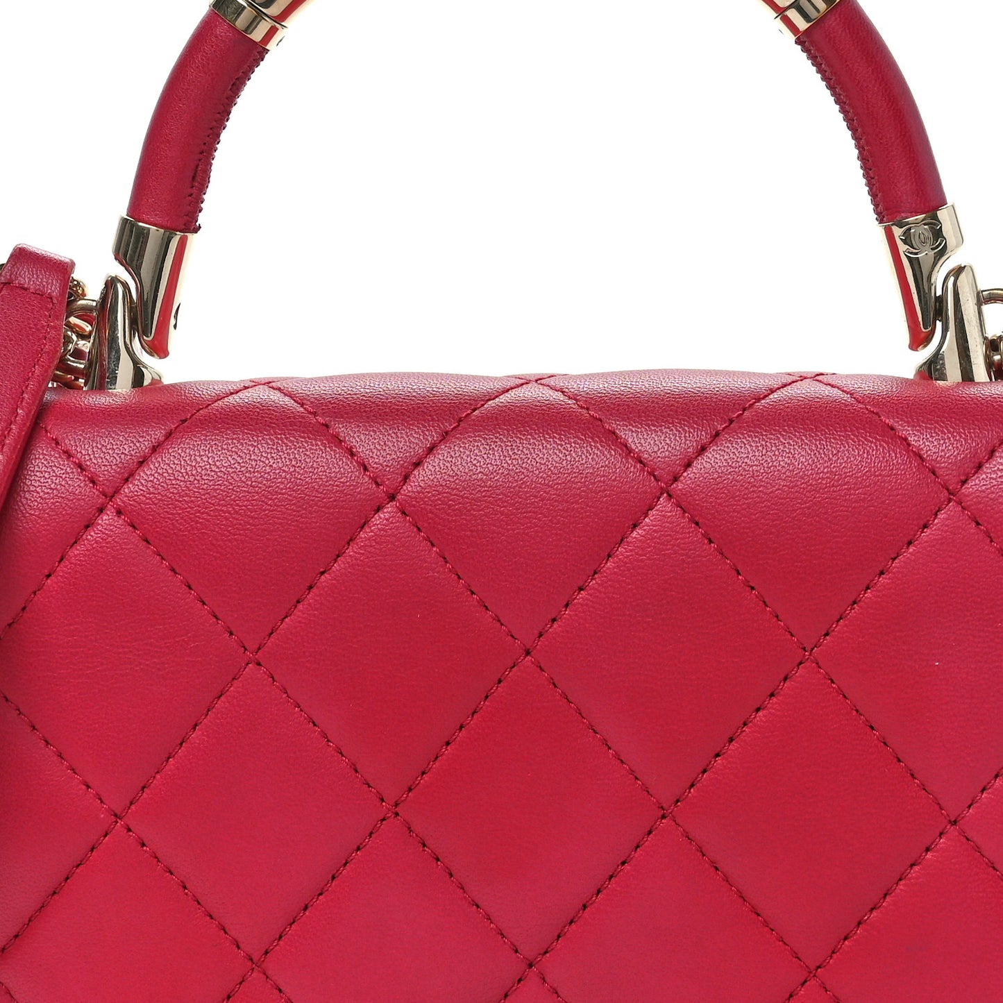 Lambskin Quilted Mini Metal Top Handle Flap Pink