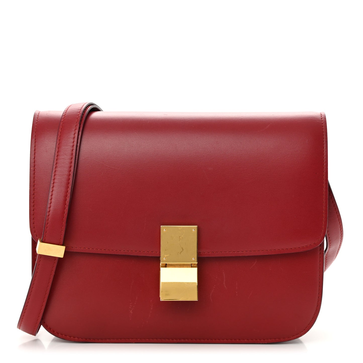 Box Calfskin Medium Classic Box Flap Bag Dark Brick