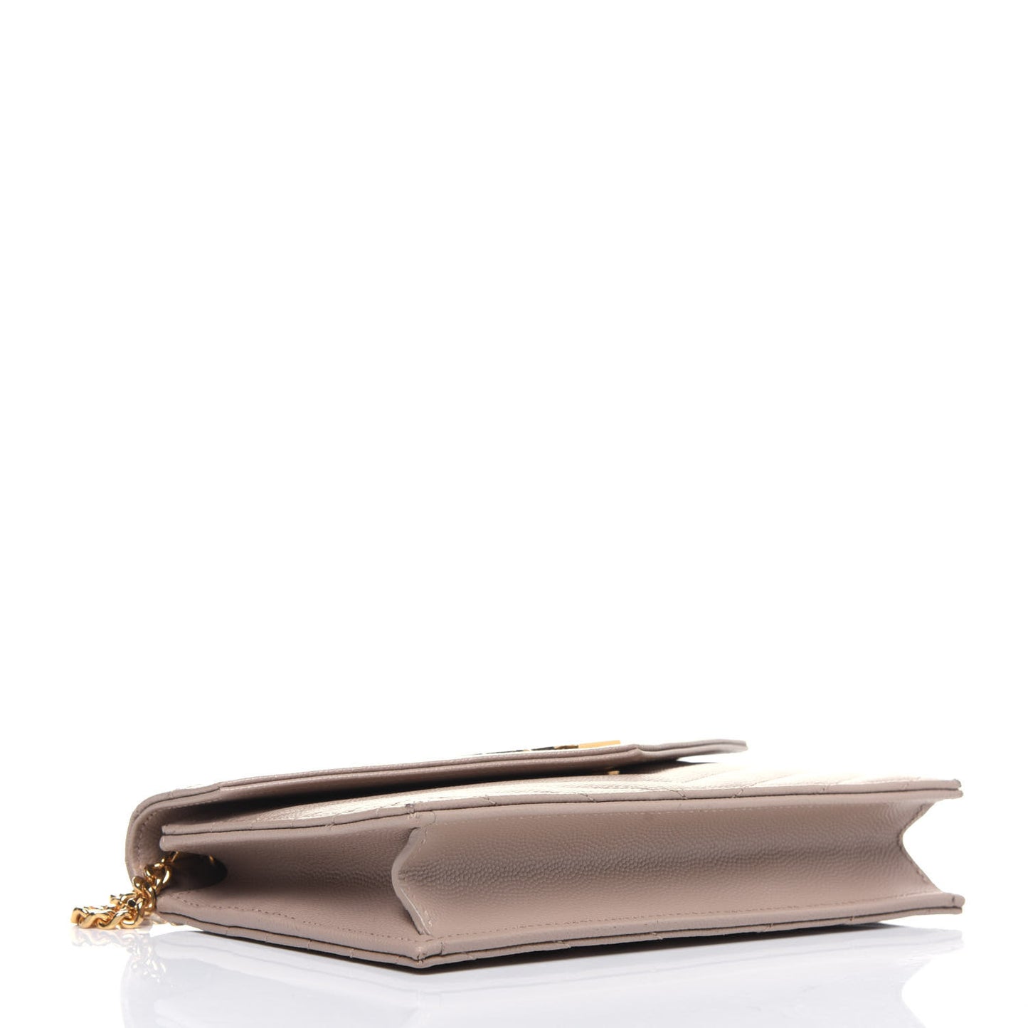 Grain De Poudre Matelasse Chevron Monogram Envelope Chain Wallet Dark Beige