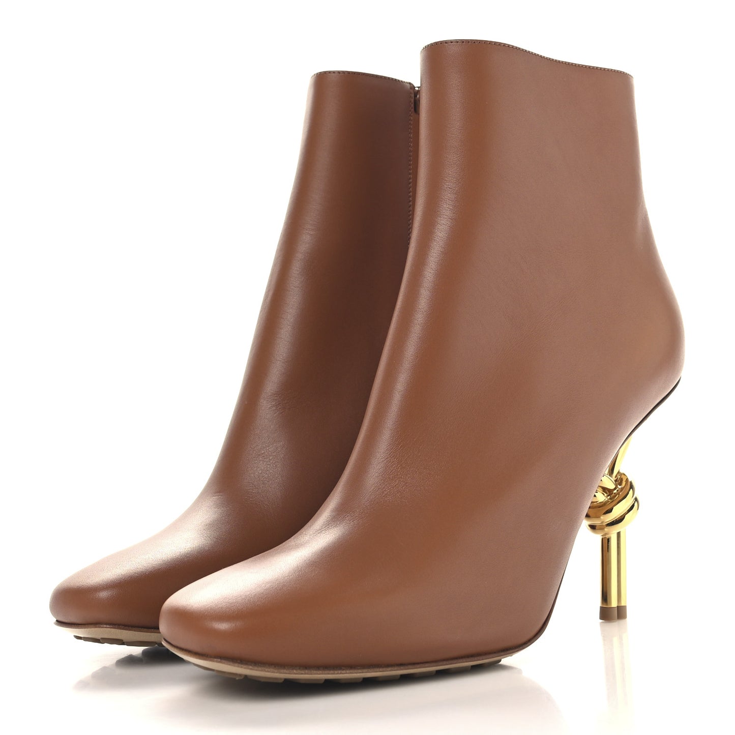 Calfskin Knot Ankle Boots 40 Wood